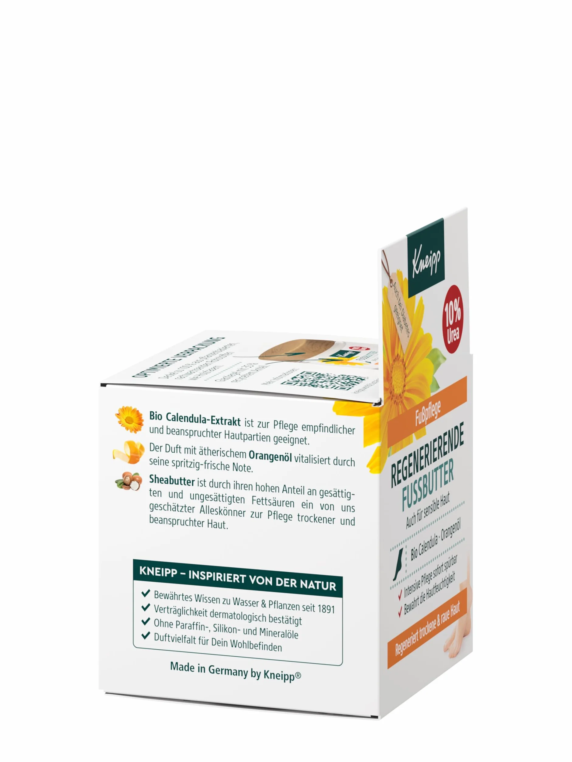 Kneipp Regenerujące masło do stóp – również do skóry wrażliwej – bio nagietek i olejek pomarańczowy – intensywna pielęgnacja natychmiast odczuwalna – 100 ml