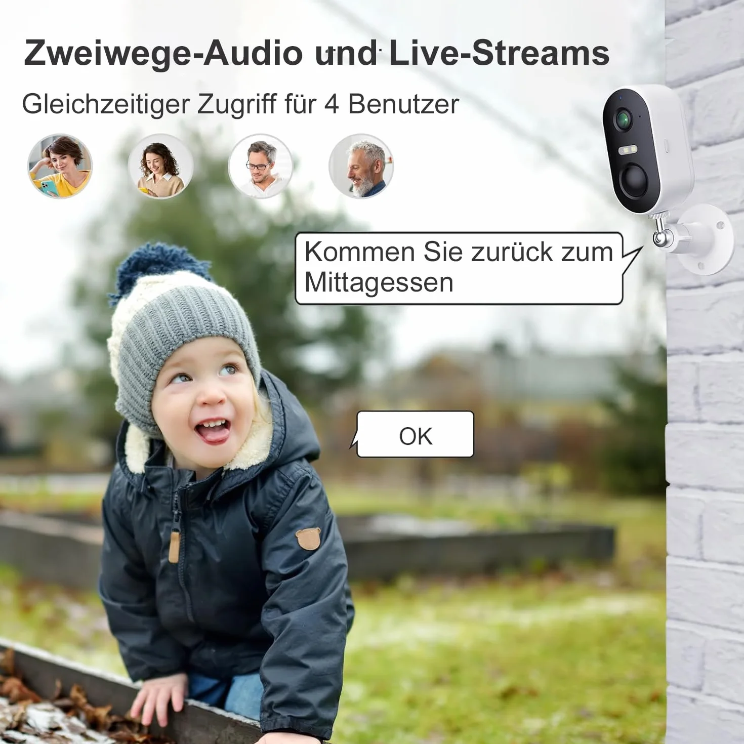 Zewnętrzna bezprzewodowa kamera nadzoru Arenti 2.4 GHz Kamera WLAN Zewnętrzna kamera bezpieczeństwa IP65 Wodoodporna dwukierunkowa transmisja dźwięku Kompatybilna z Alexa, Google, 1 PC