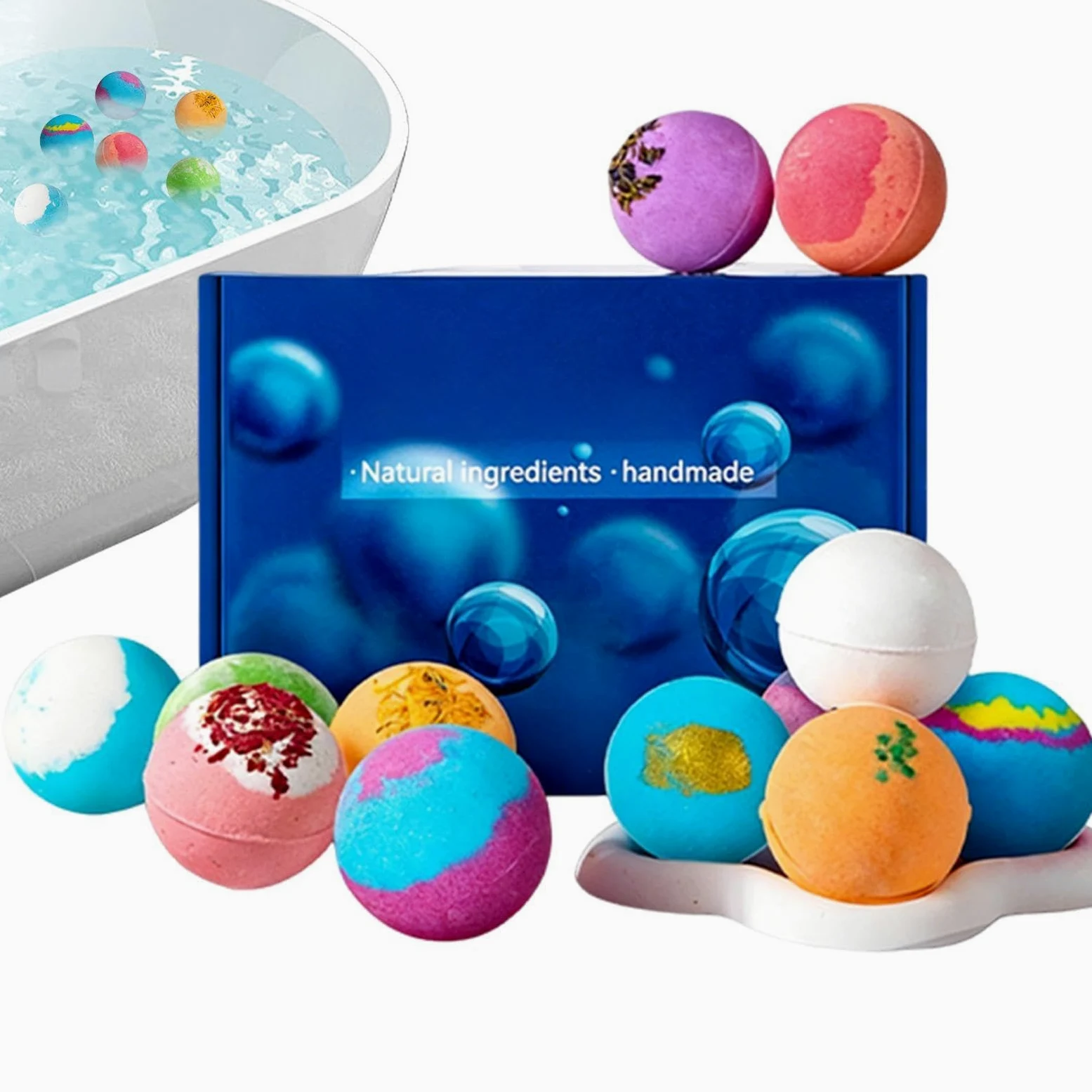 Kule kąpielowe 12 Sztuk Mydła z Suszonymi Kwiatami o Długotrwałym Zapachu | Naturalna kąpiel bąbelkowa dla spa, urodzin, relaksu, samoopieki, oraz prezent na