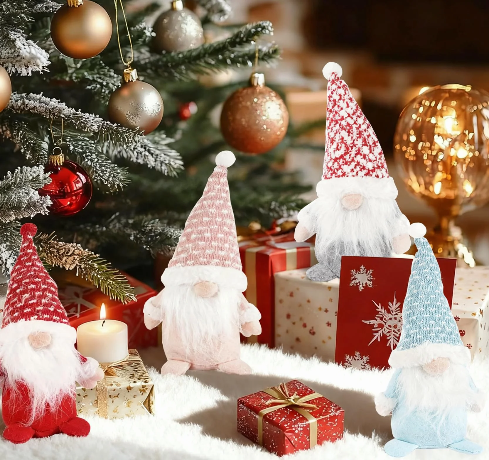 Anstore Wichtel Deko 20 cm świąteczne figurki 8-pack krasnoludków ozdoby bożonarodzeniowe