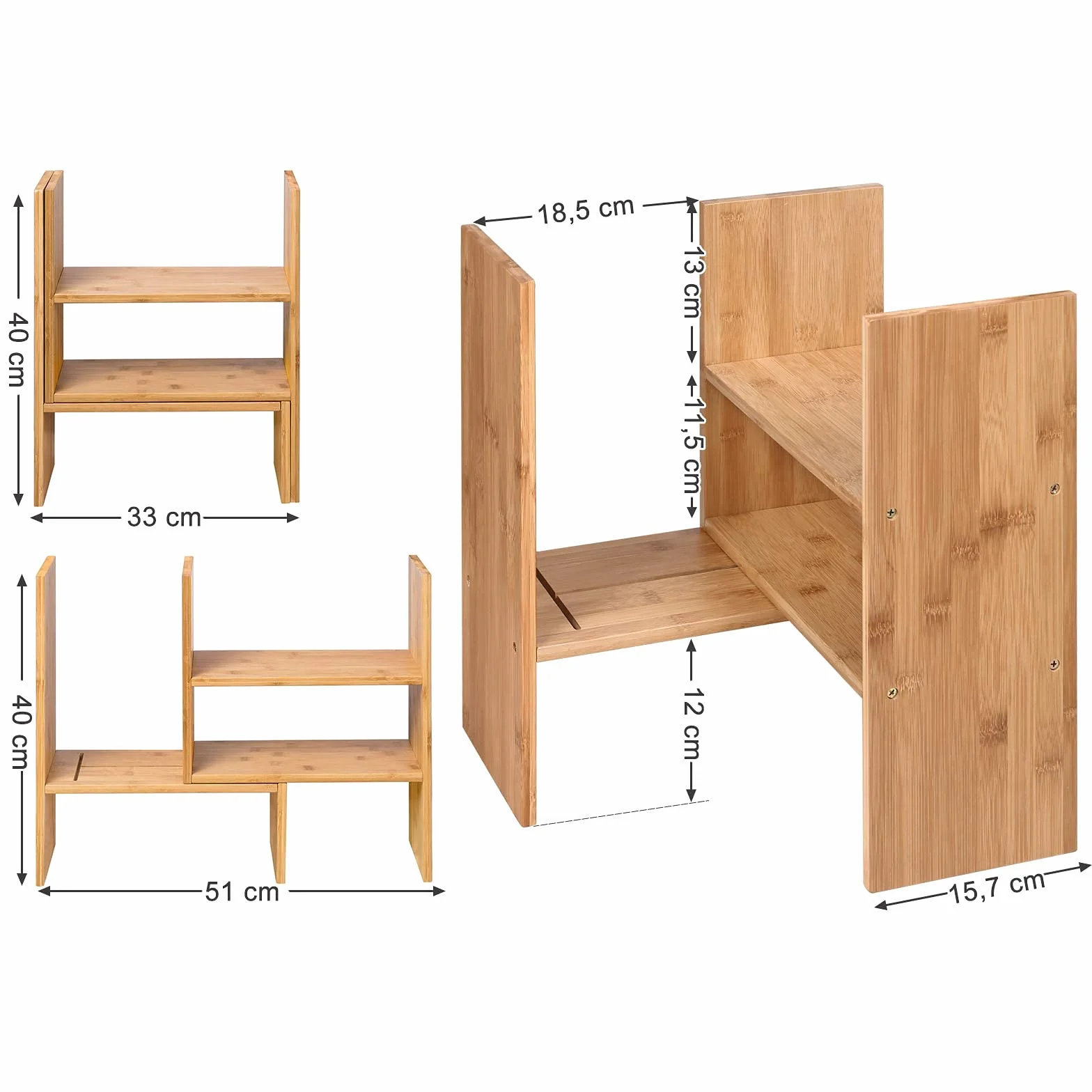 SONGMICS Regulowany System Półek Organizer na Stół Bambusowy OFS45NL