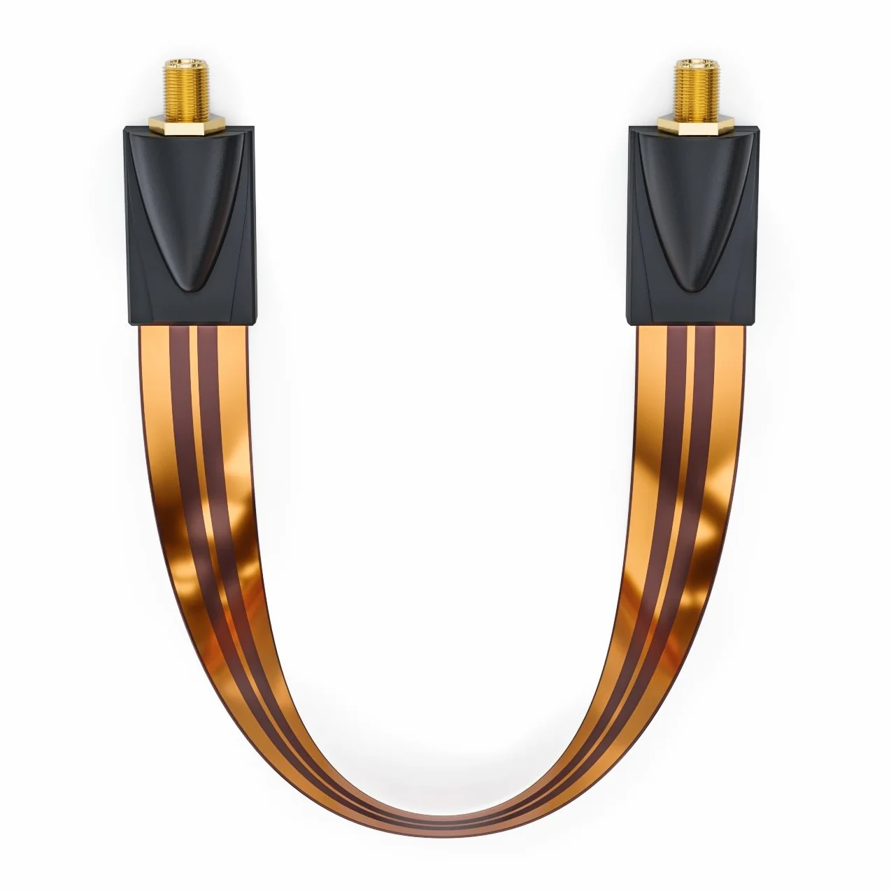 deleyCON 1x tuleja okienna Kabel satelitarny 11cm elastyczny łącznik o długości 20cm okna i drzwi pozłacane wyjątkowo płaskie ekranowane podkładki samoprzylepne - miedź