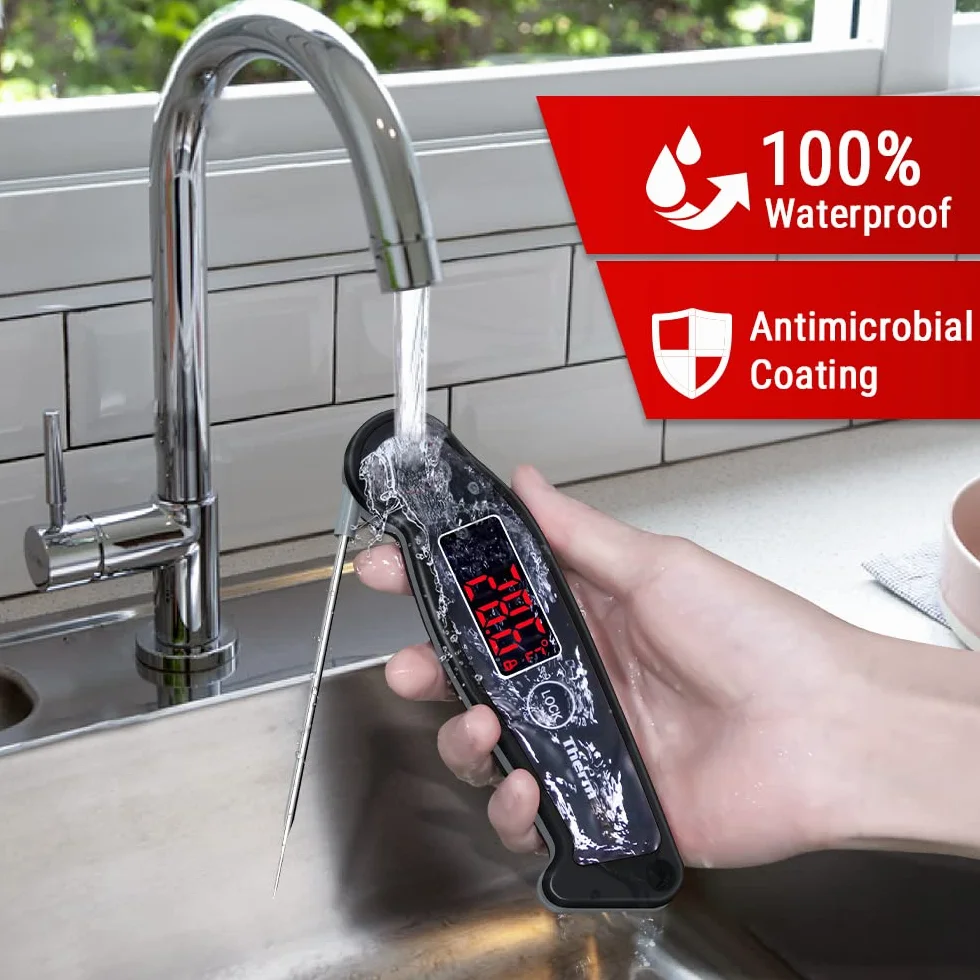 ThermoPro TP19 IP65 wodoodporny termometr do mięsa ±0,5℃ precyzyjny termometr kuchenny 2-3s czas reakcji termometr do pieczenia termometr wkłuwany do pieczenia, wina, BBQ czarny