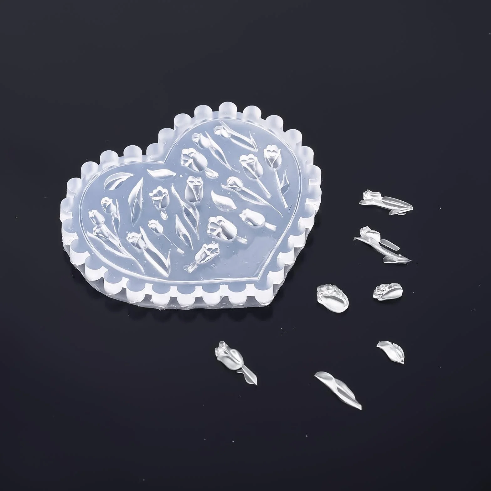 lasuroa Silikonowe Formy Paznokci Tulipan, 3D Formy Kwiatowe do Projektowania Paznokci Ozdoby z Żywicy Wielokrotnego Użytku Rzeźbione Wiosenne Szablony do Dekoracji Manicure Akcesoria