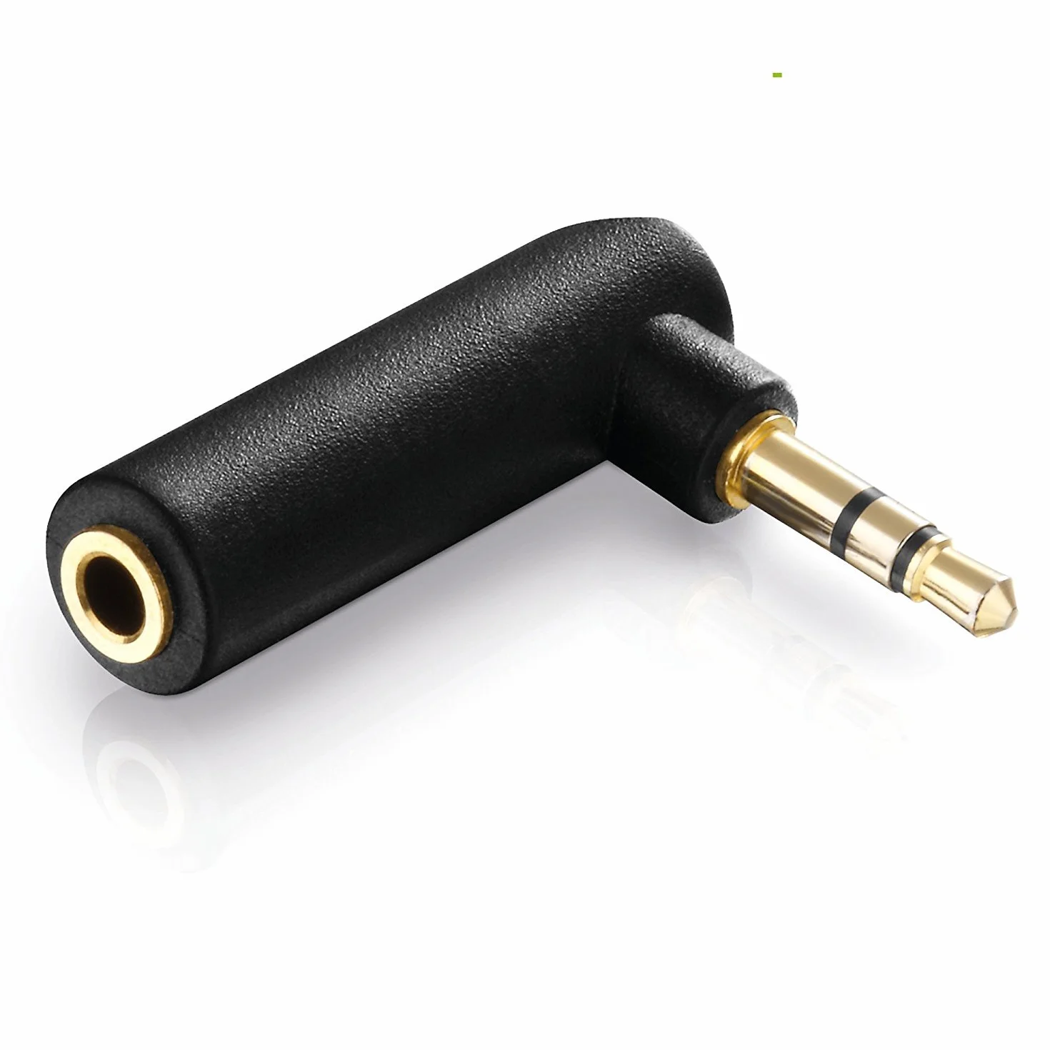 conecto CC20097 adapter kątowy 3,5 mm wtyk typu jack (3-biegunowy) na złącze jack (3-biegunowe), pozłacany, czarny