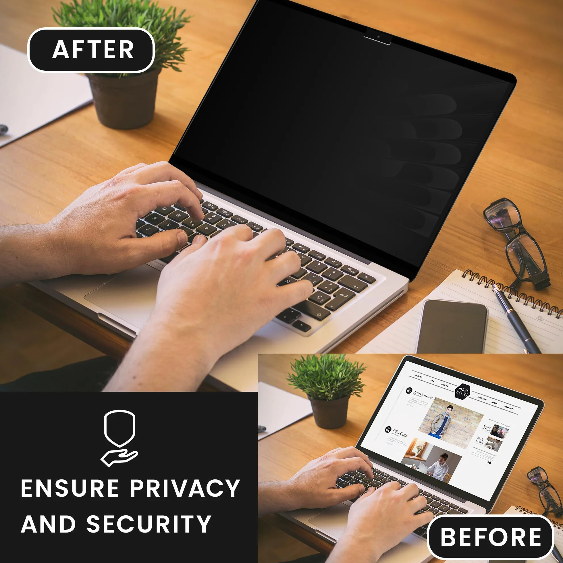 kwmobile Osłona prywatności na laptopa Apple MacBook Air 33.8 cm M1 A2337 A2179, magnetyczna osłona ekranu komputera, ochraniacz monitora laptopa, antyodblaskowa blokada niebieskiego światła