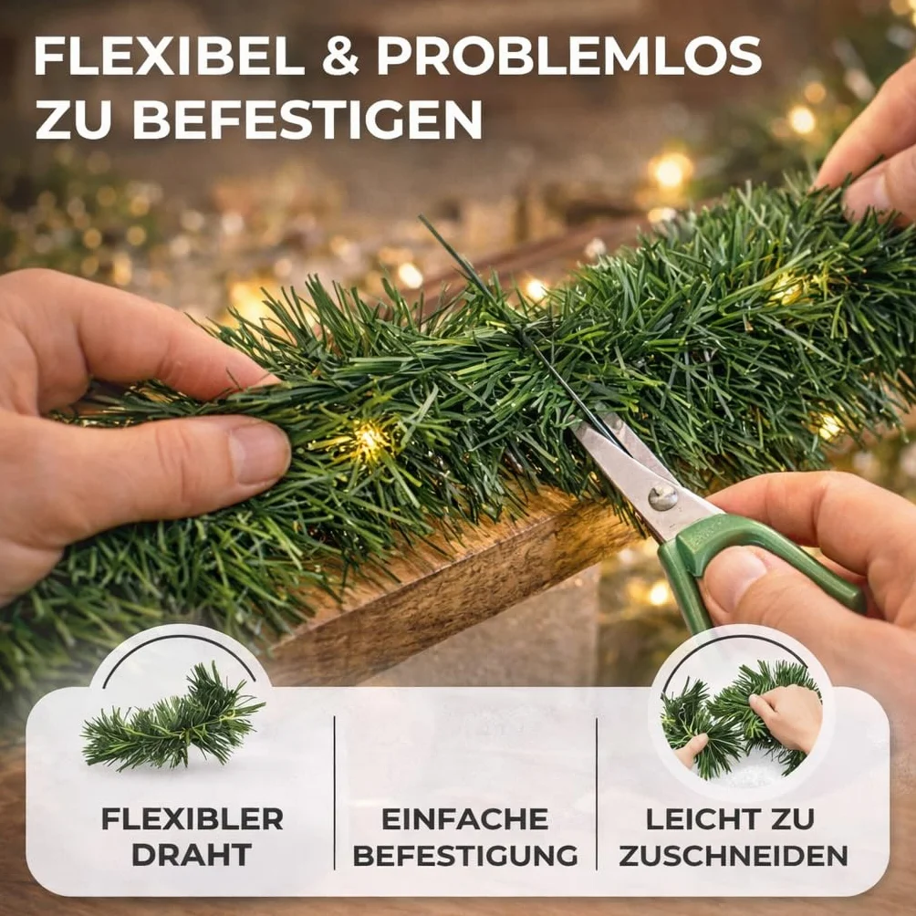 Zielona girlanda bożonarodzeniowa XXL 10 metrów sztuczna jodłowa Ø 10 cm