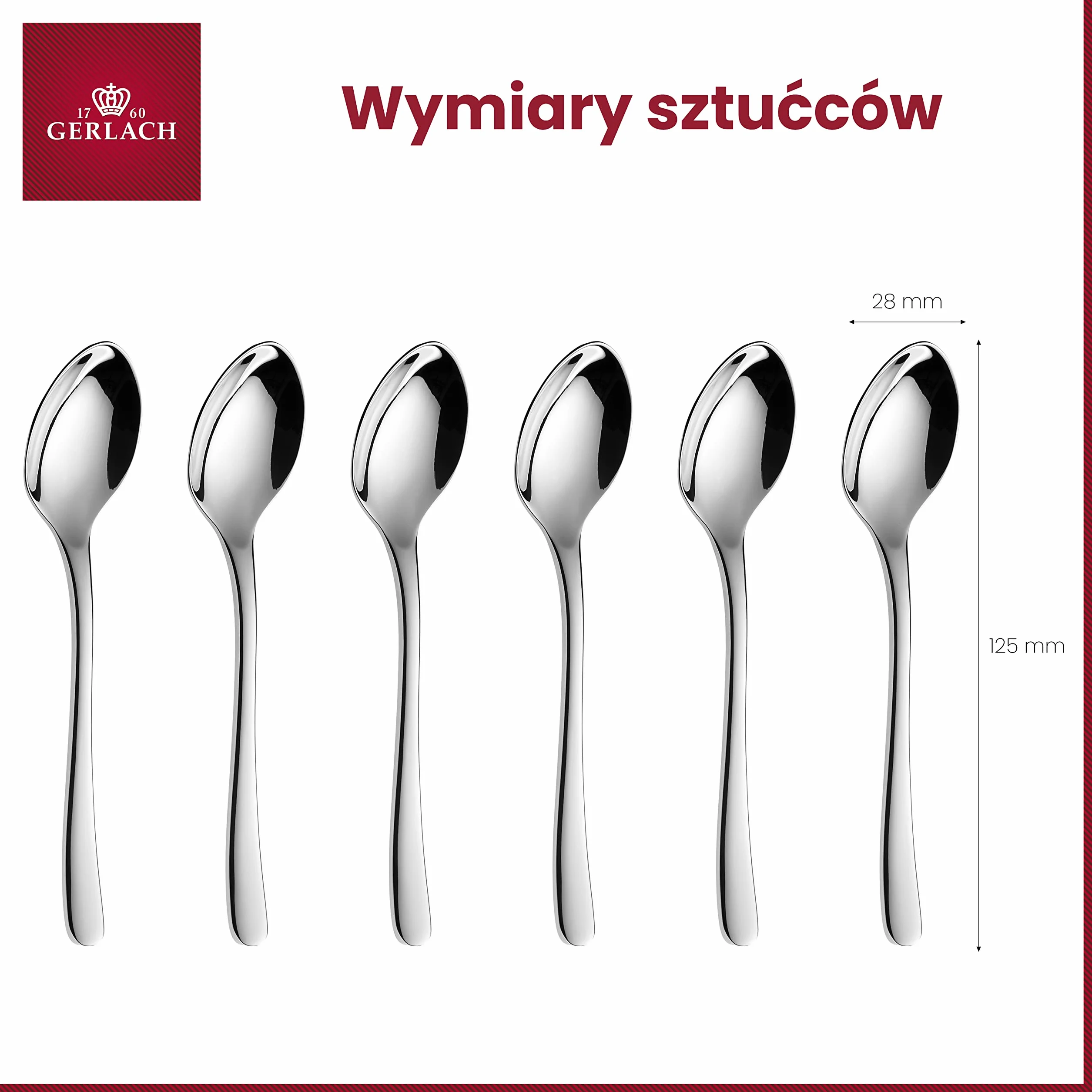 Gerlach MUZA Zestaw Łyżeczek Do Kawy Ze Stali Nierdzewnej 6 Sztuk