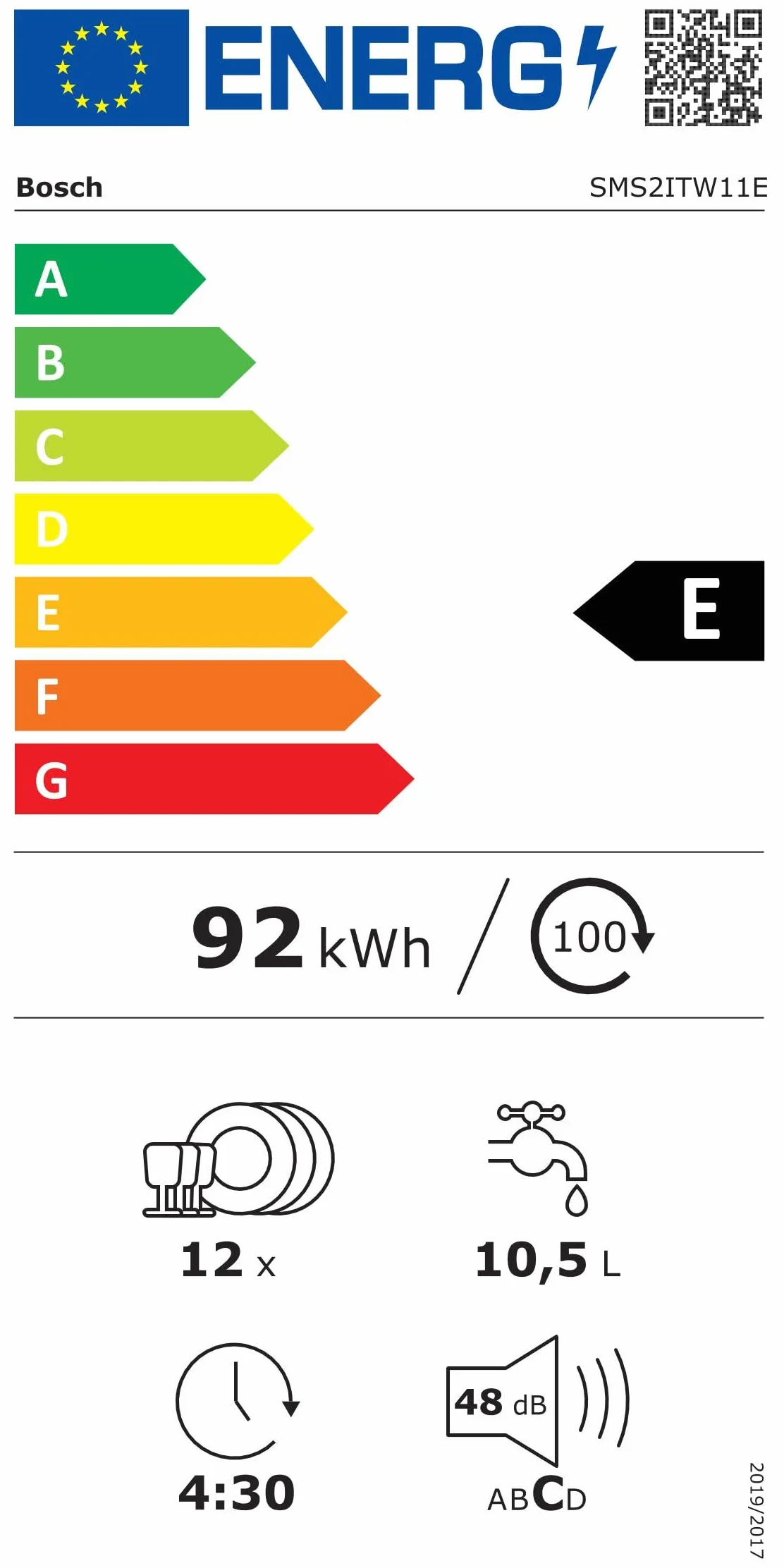 Bosch SMS2ITW11E Seria 2 Zmywarka swobodnie pozycjonowanie 60 cm biały