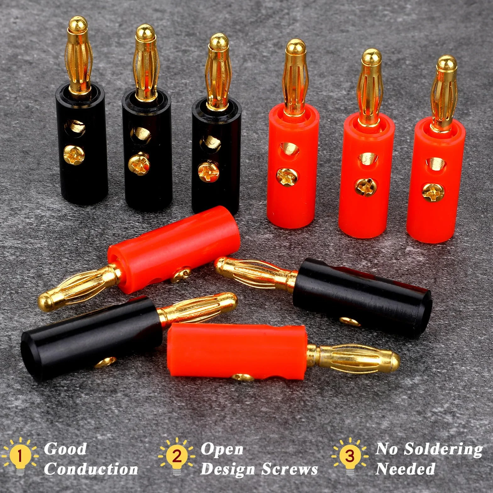 cobee Wtyk bananowy 4 mm, 10 szt. 4 mm głośnik wtyczka bananowa wtyczka bananowa wtyczka do głośnika przewód pozłacany przewód wtyk bananowy (złoty)