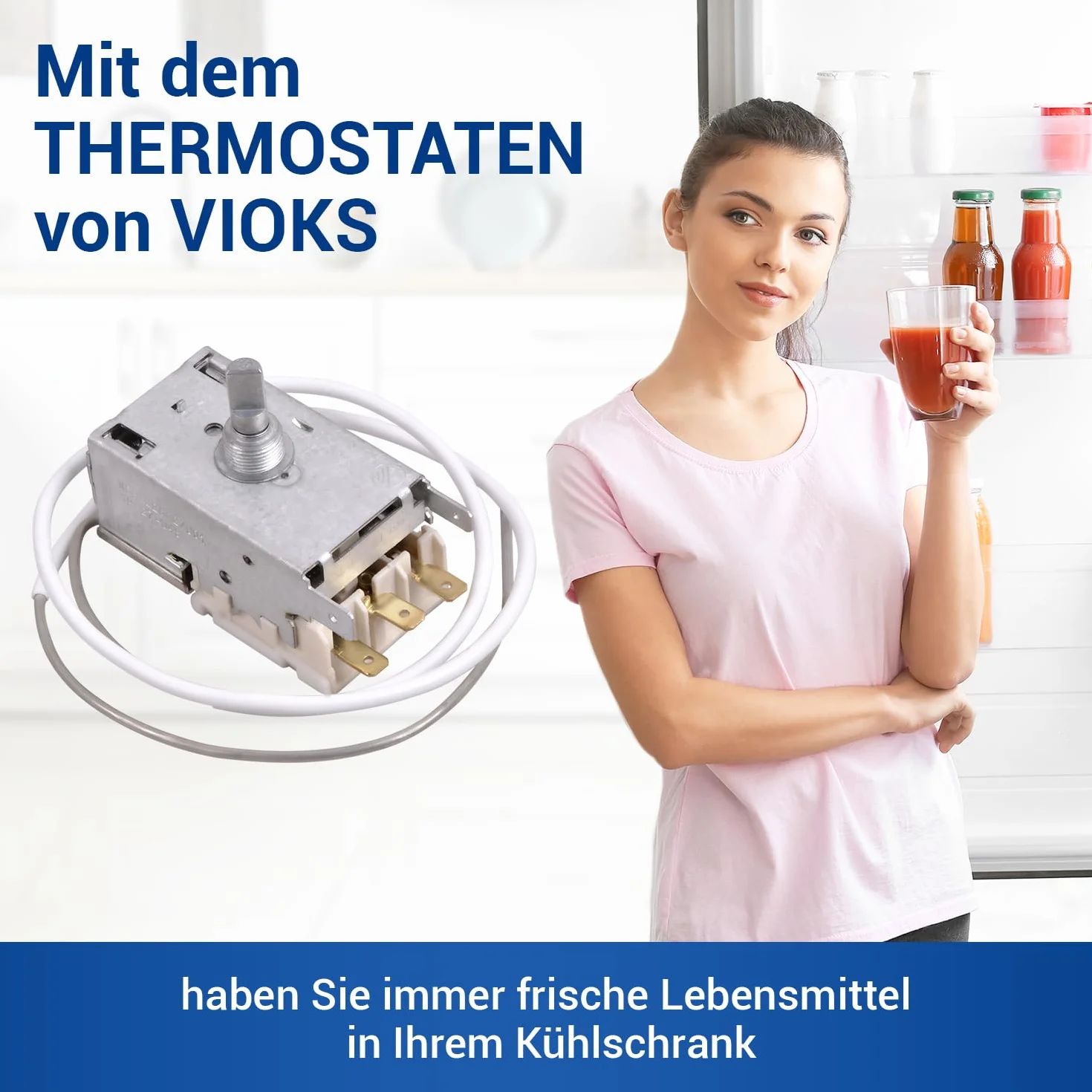 VIOKS Termostat do lodówki, zamiennik do Ranco K59-l2622 600 mm, rura kapilarna 3 x 4,8 mm, do lodówki Küppersbusch Liebherr/lodówki Miele/AEG części zamienne do lodówek Electrolux AMP VG