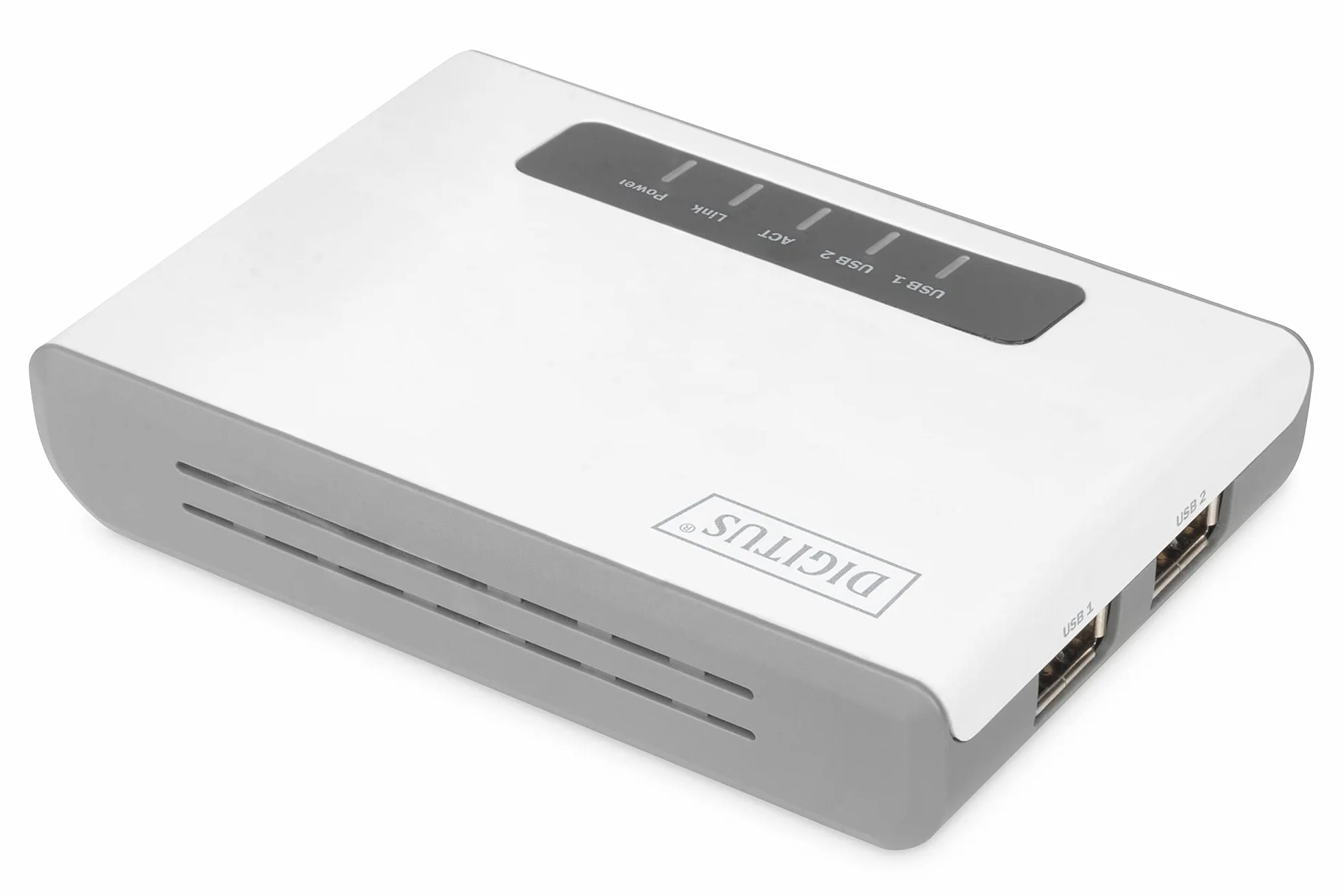 DIGITUS Wielofunkcyjny serwer sieciowy Wireless 300N, 2-portowy, USB2.0, sieciowy hub USB, serwer druku