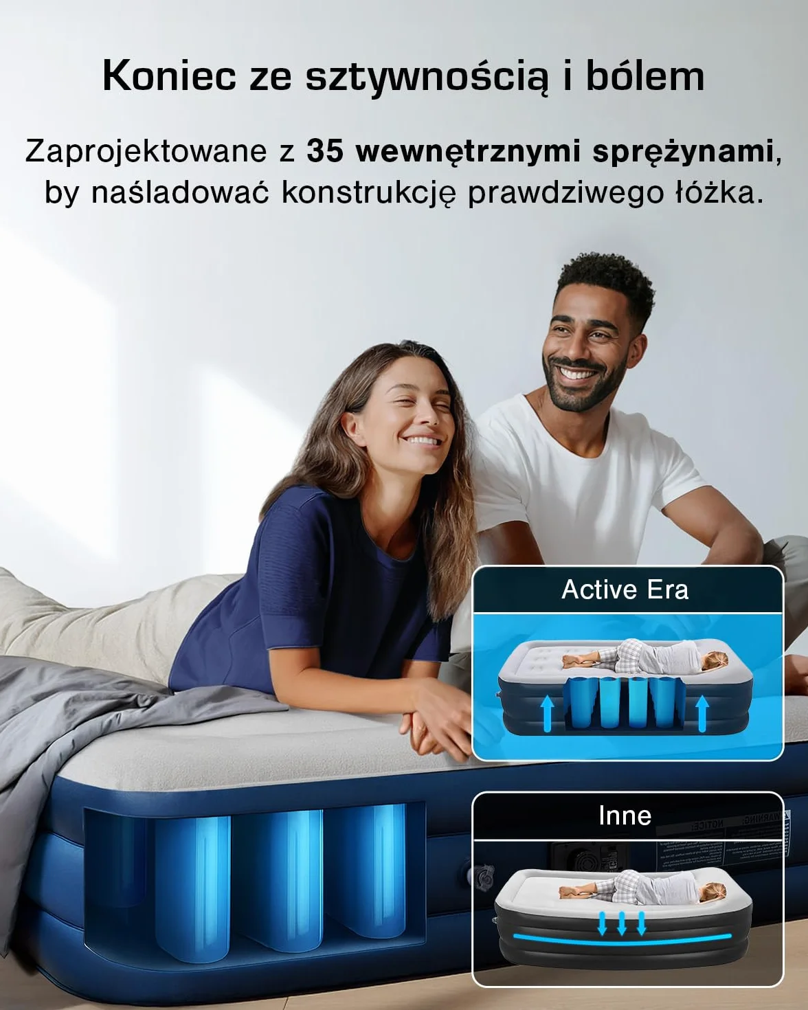 Active Era Materac Samopompujący Podwójny 200x150 cm z Wbudowaną Pompą Powietrza Wodoodporny