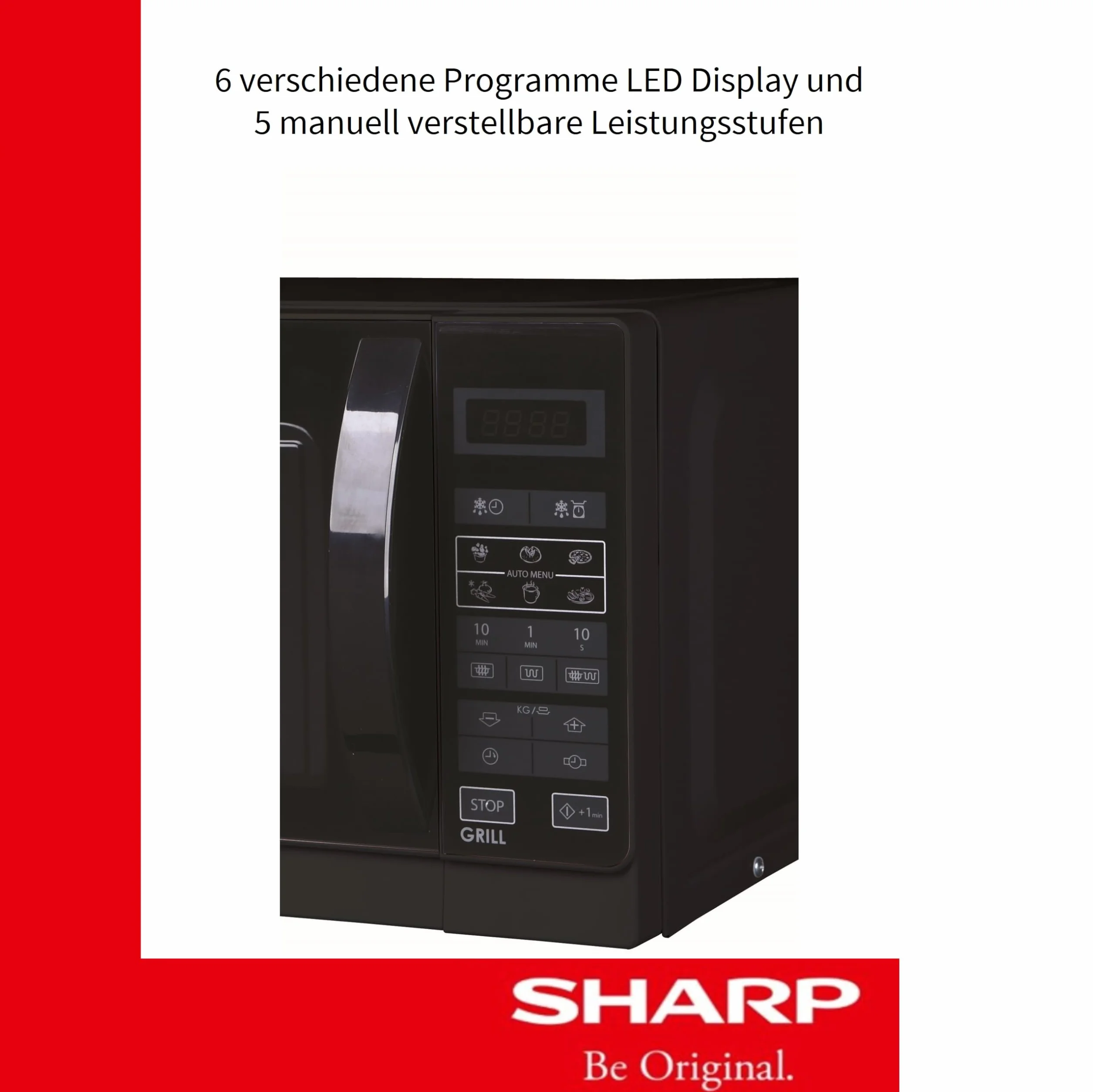 Sharp R642BKW kuchenka mikrofalowa 2-w-1 z grillem 20 l 800 W 1000 W grill kwarcowy 8 programów automatycznych czarny