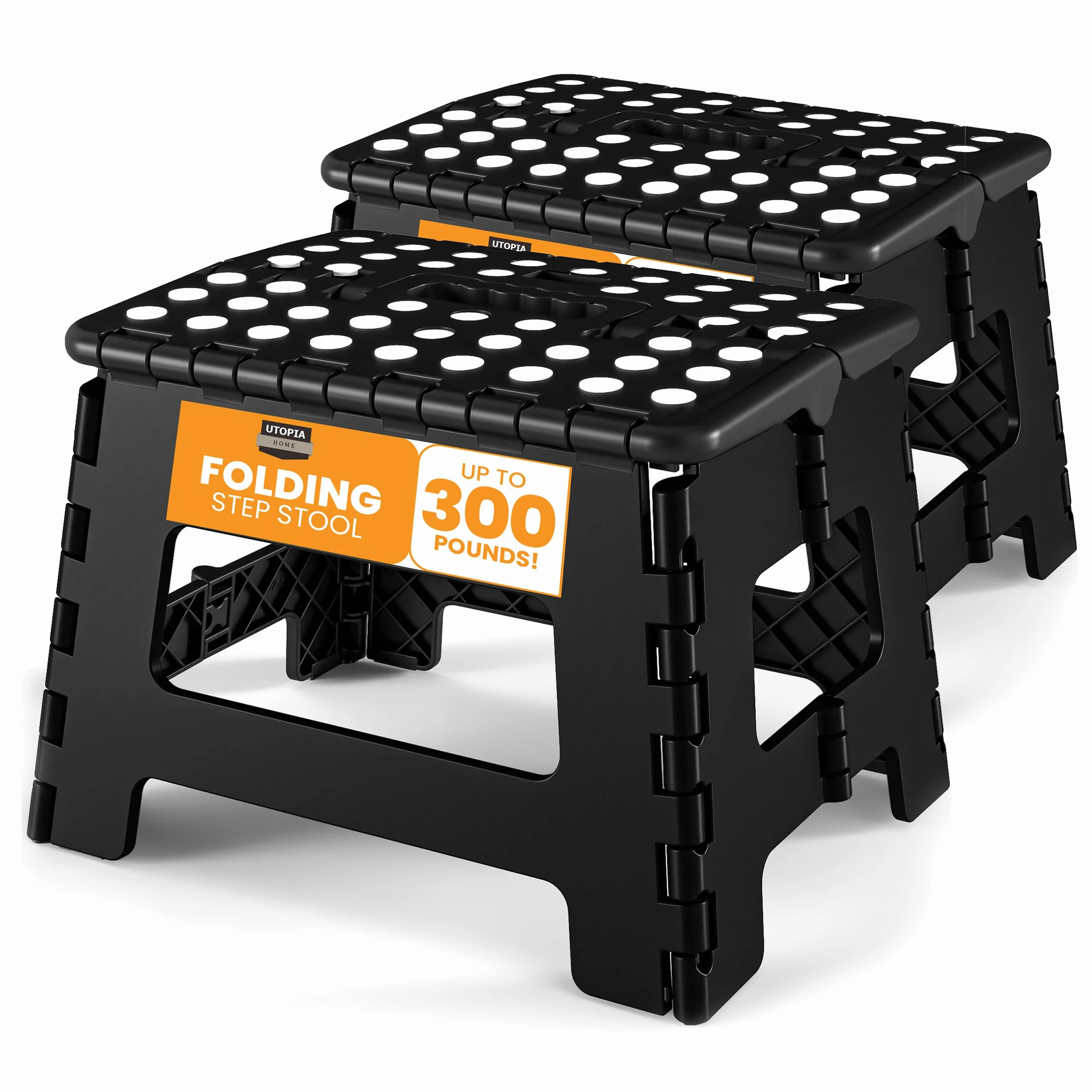 Utopia Home Składany Taboret Schodkowy 23 cm 136 kg Czarny 2 szt