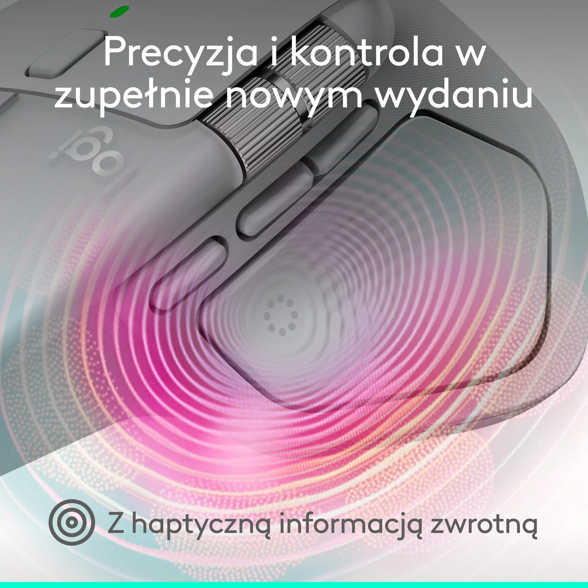 Logitech MX Master 4, ergonomiczna mysz bezprzewodowa z haptyczną informacją zwrotną, błyskawiczne przewijanie, ładowanie USB-C, Bluetooth, Windows, macOS - Jasnoszary