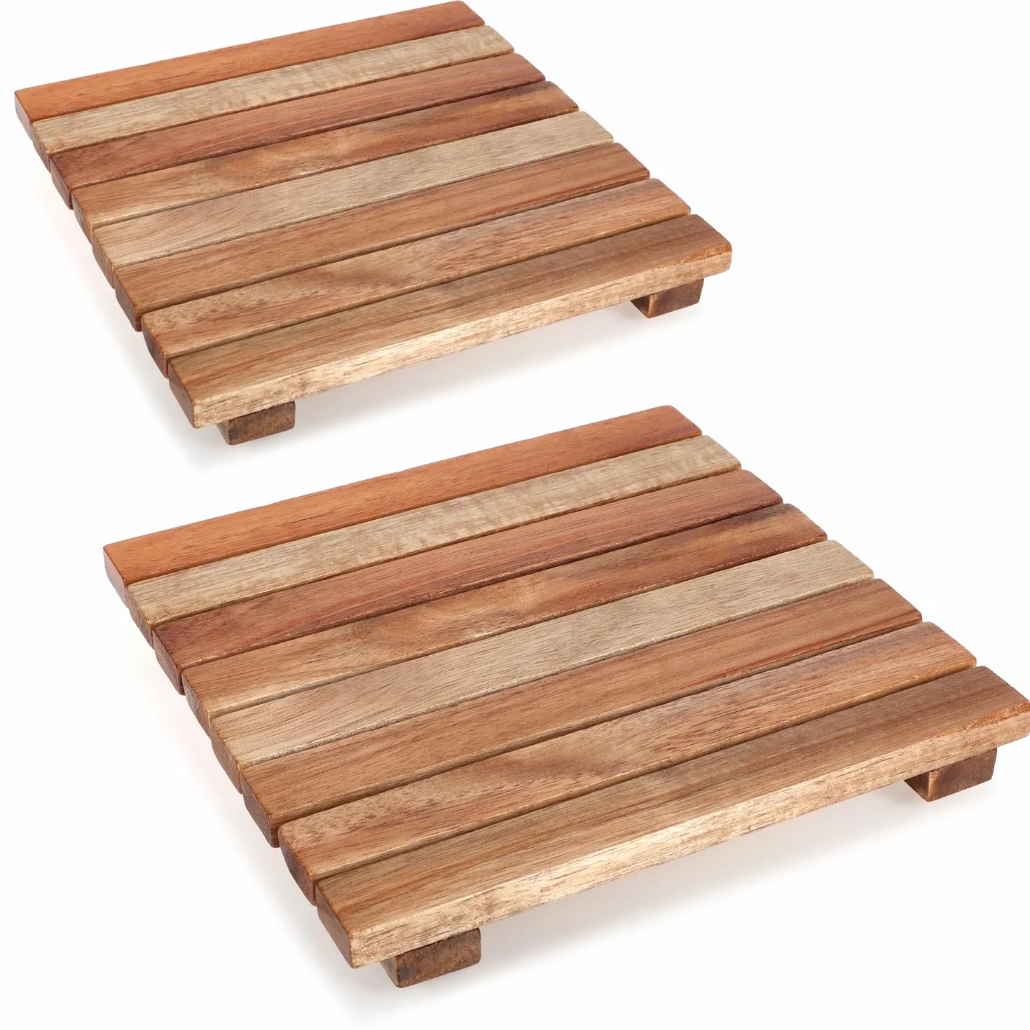 COM-FOUR® Podkładka pod garnek z bambusa Ø18cm 2 sztuki naturalna osłona termiczna