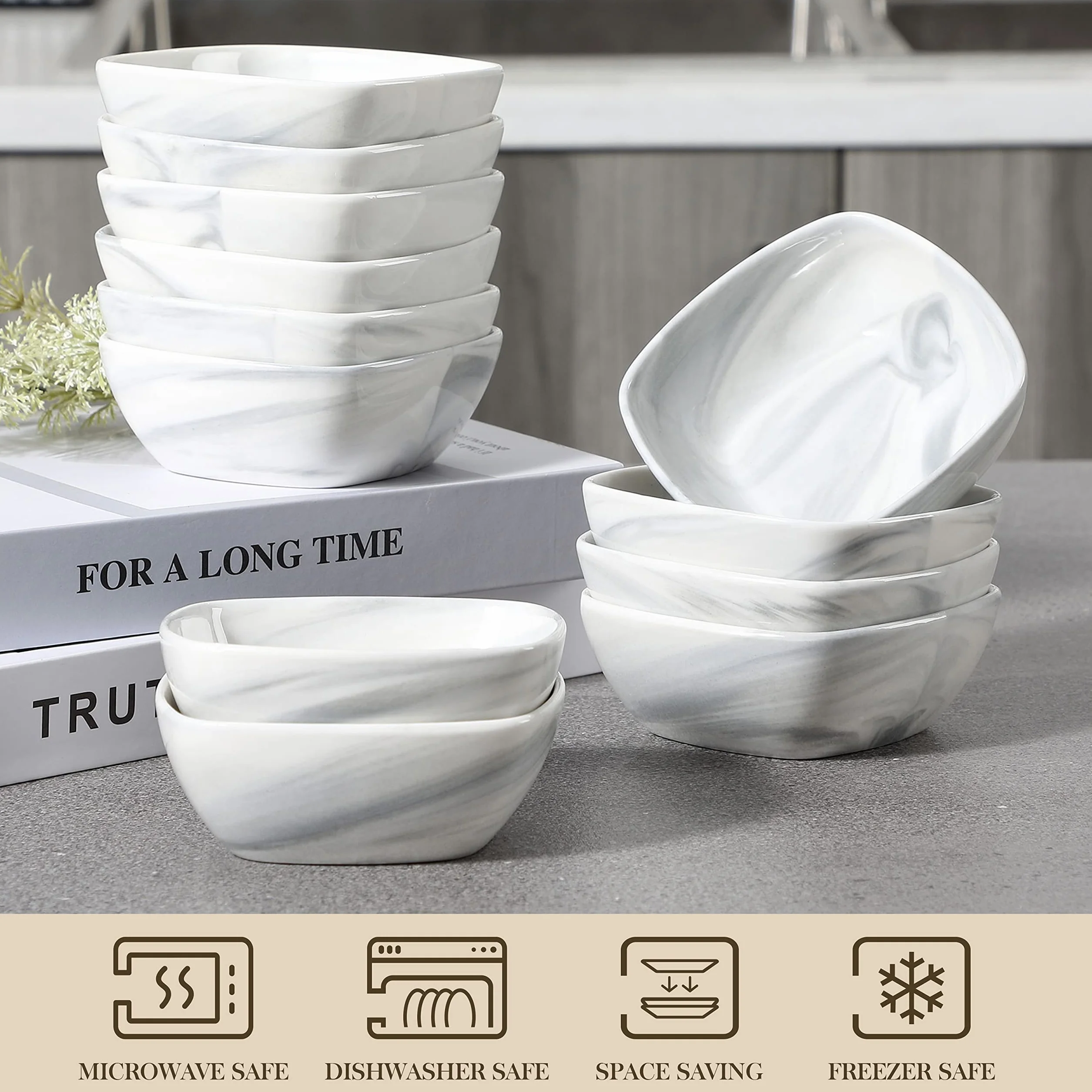 MALACASA Ramekins Ramekins zestaw 12 sztuk, 170 ml do porcelanowych sufletów Creme Brulee, Ramekins do pieczenia, maczania sosów, mini zestaw naczyń do zapiekanek, nadaje się do piekarnika, szary