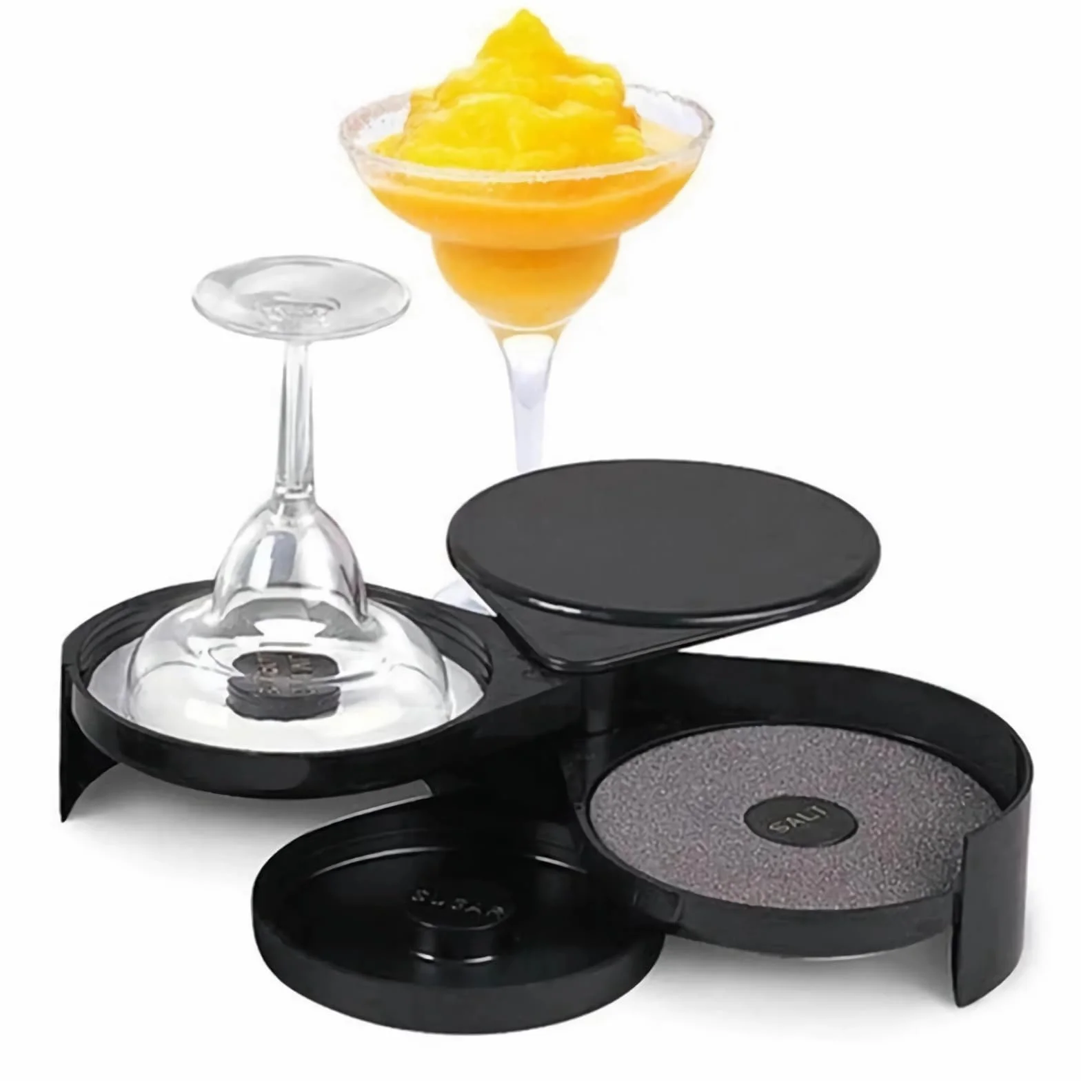 Margarita Salt Rimmer Set, 1 Pack 3 Tier Sugar Salt Rimmer Lime Bar Glass Rimmer do Margarity i Koktajlu, Narzędzie Barmana, Pojemnik na Sól, Pojemnik na Przyprawy, Czarny