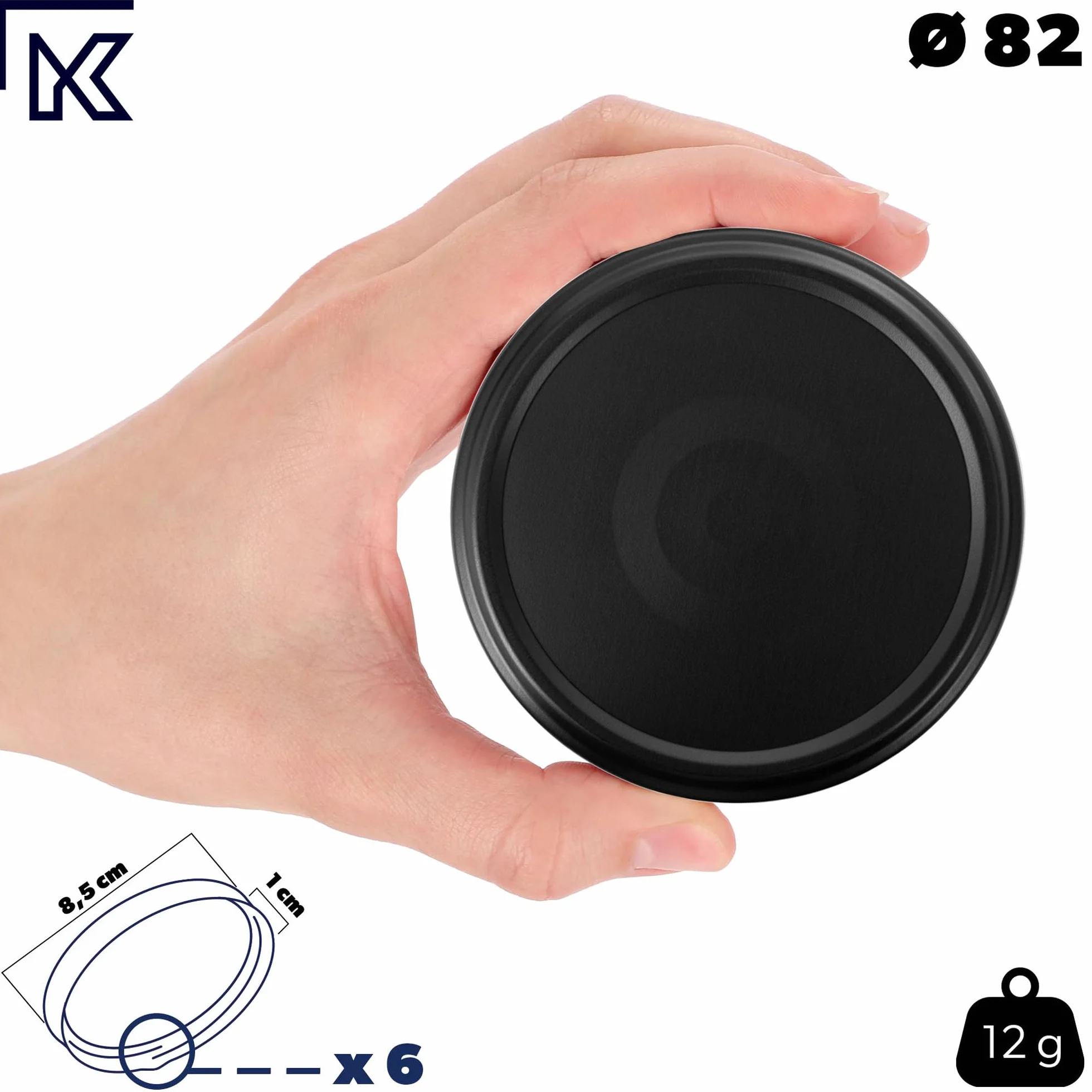 KADAX Zestaw 10 szt. Wieczka metalowe 82mm 6-zaczepowe do pasteryzacji