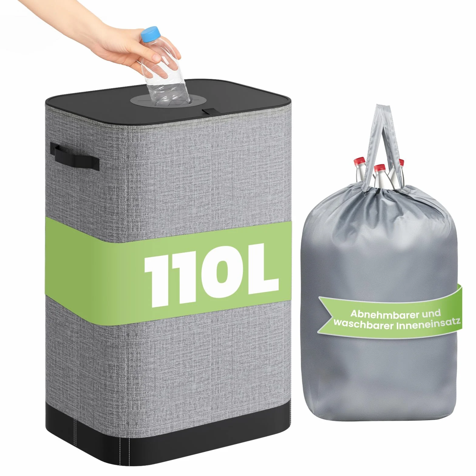 Pojemnik na butelki kaucyjne 110 l z torbą transportową szary