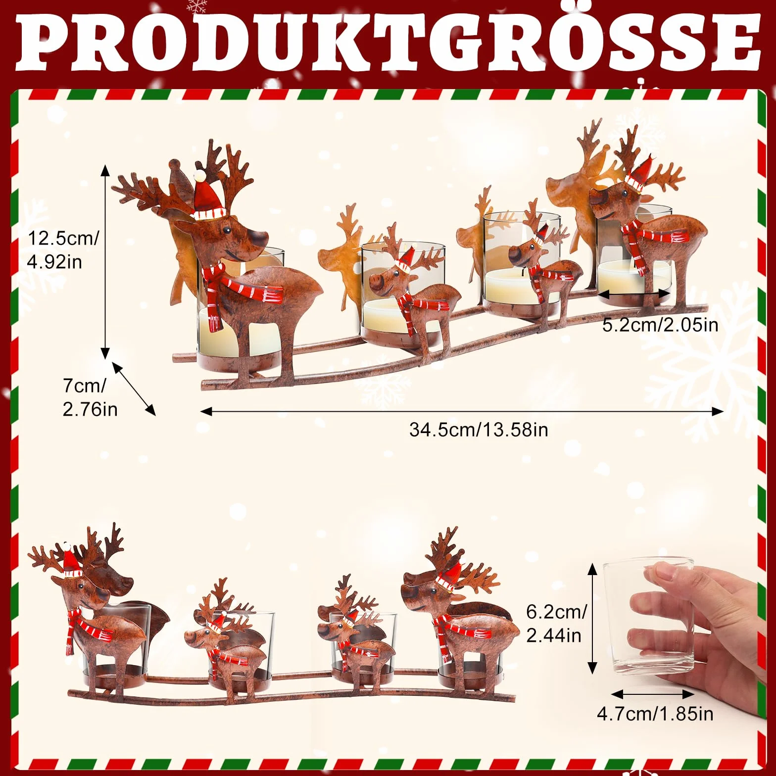Świecznik adwentowy czarny metalowy prostokątny na podgrzewacze 4 cm