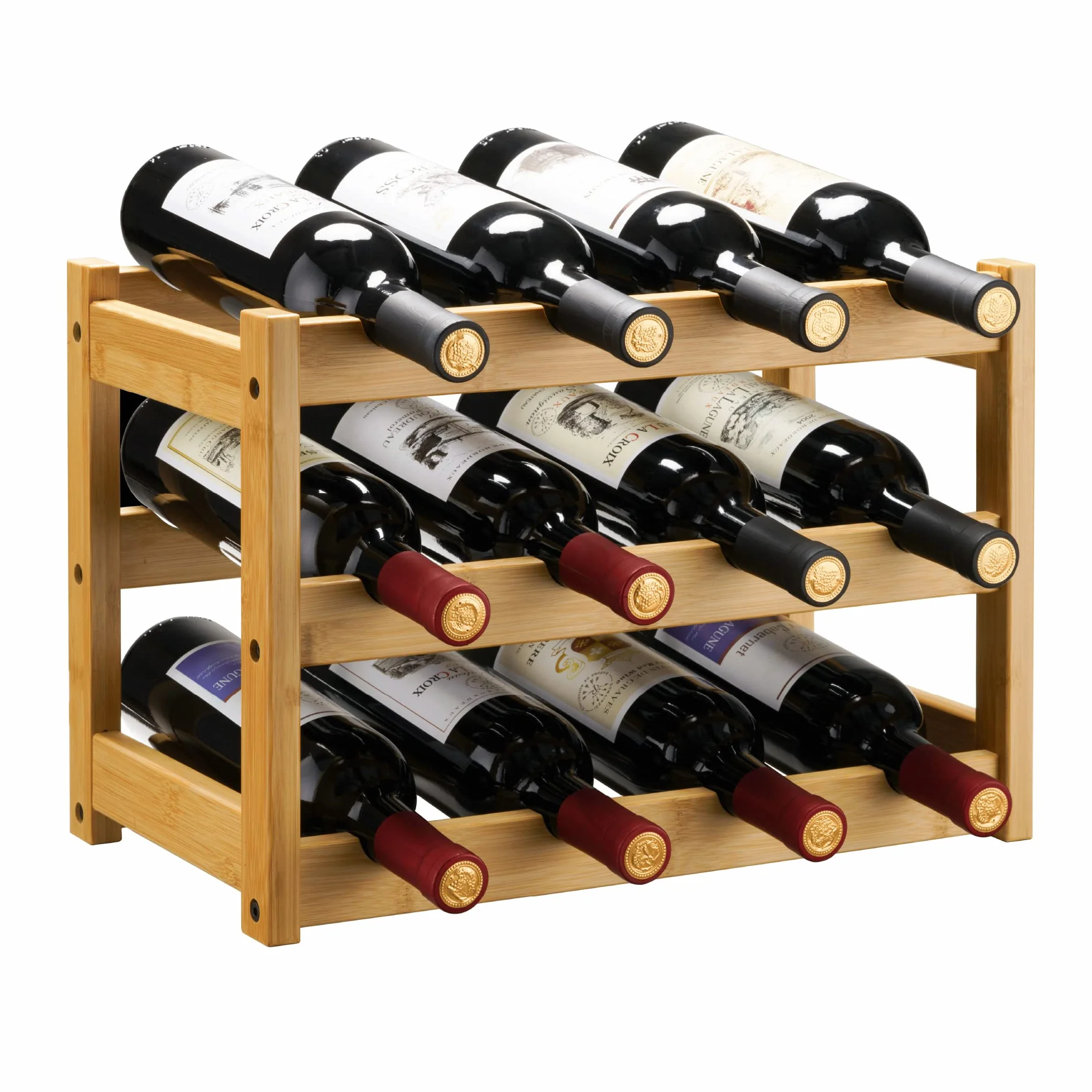 VASMIA Regał na wino z bambusa - 12 butelek, naturalny 777VAS003