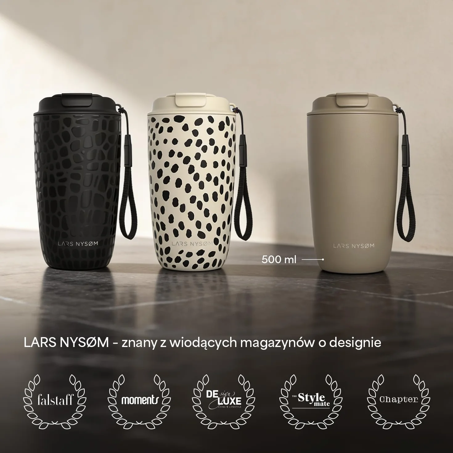 LARS NYSØM Termiczny kubek podróżny 0,5 L z izolacją Tritan