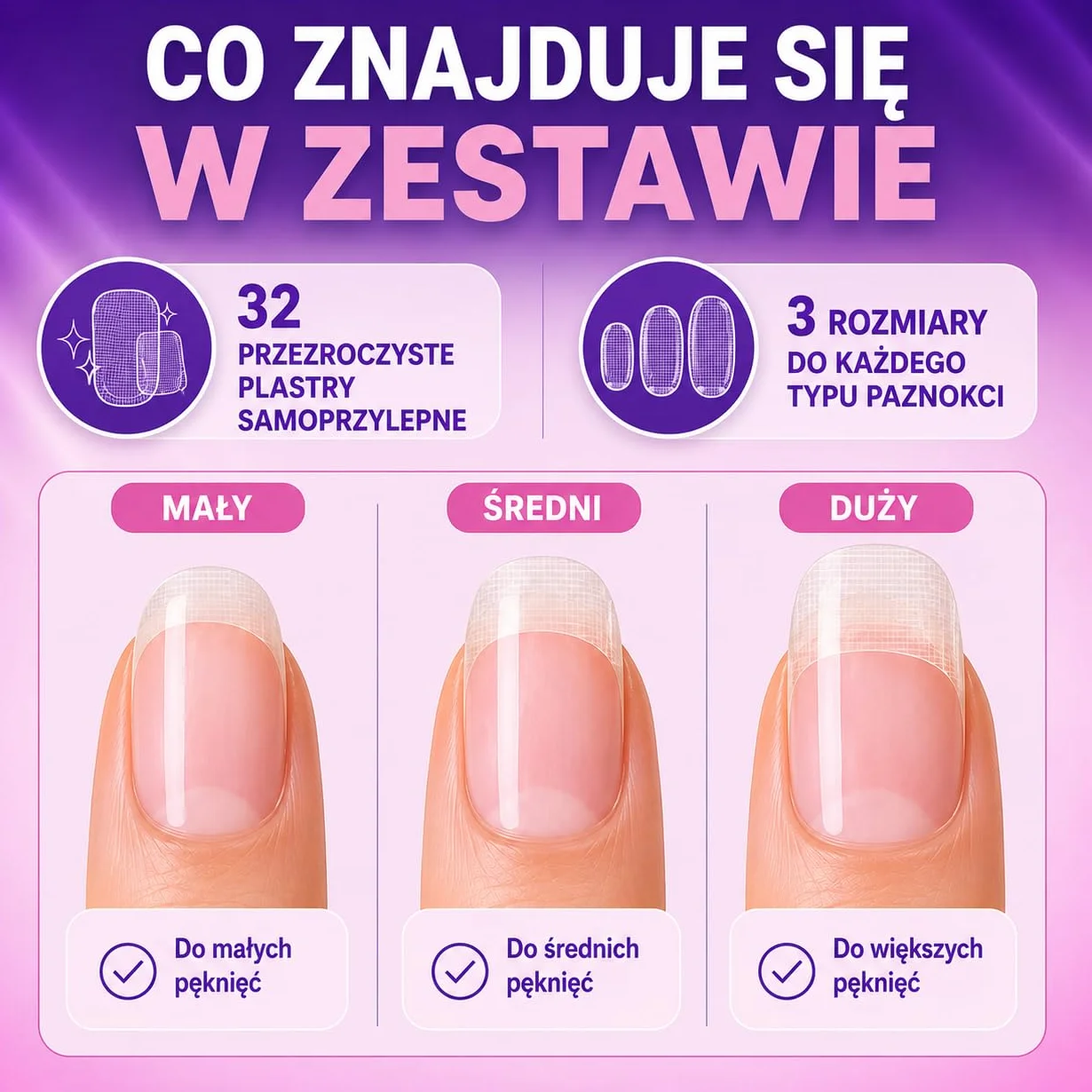 1 x 32 plastry do paznokci ~ Tymczasowa ochrona przed rozdwajaniem i pęknięciem paznokci Finga-Nails