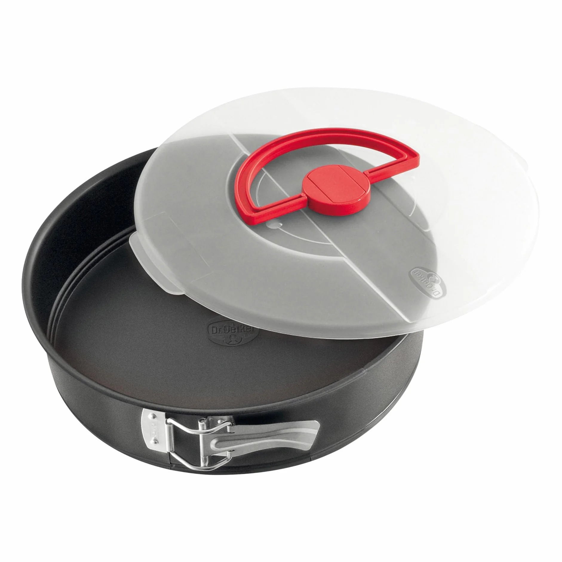 Dr.Oetker Forma do pieczenia Bake & Go z pokrywką Ø 26 cm w kolorze czarnym, stal nierdzewna, 26 x 26 x 7 cm