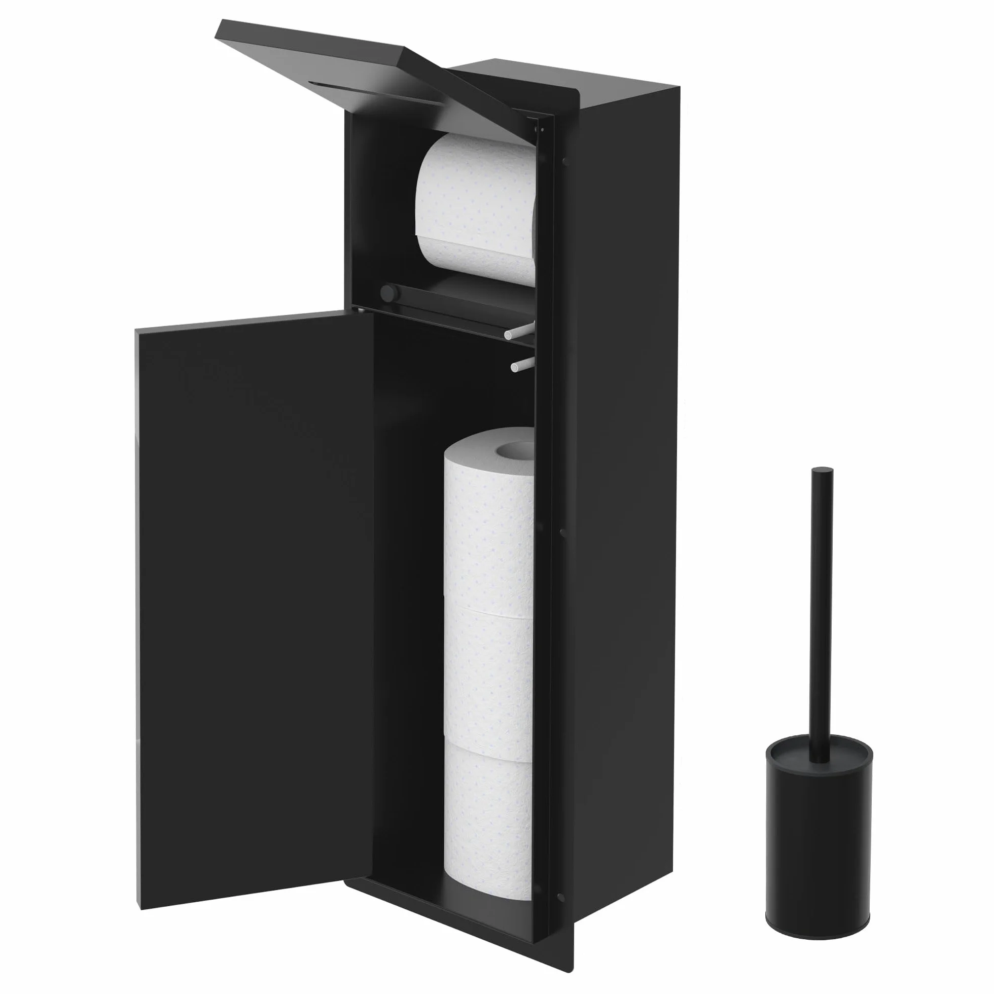 LuxeBath modul szafki podtynkowej ze stali nierdzewnej czarny 60x20x14 cm szafka lazienkowa z uchwytem na papier