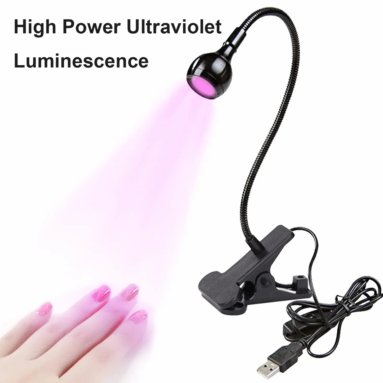 Lampa LED do paznokci, 3W UV LED, suszarka UV do paznokci żelowych, 3W LED ultrafioletowe światło z klipsem