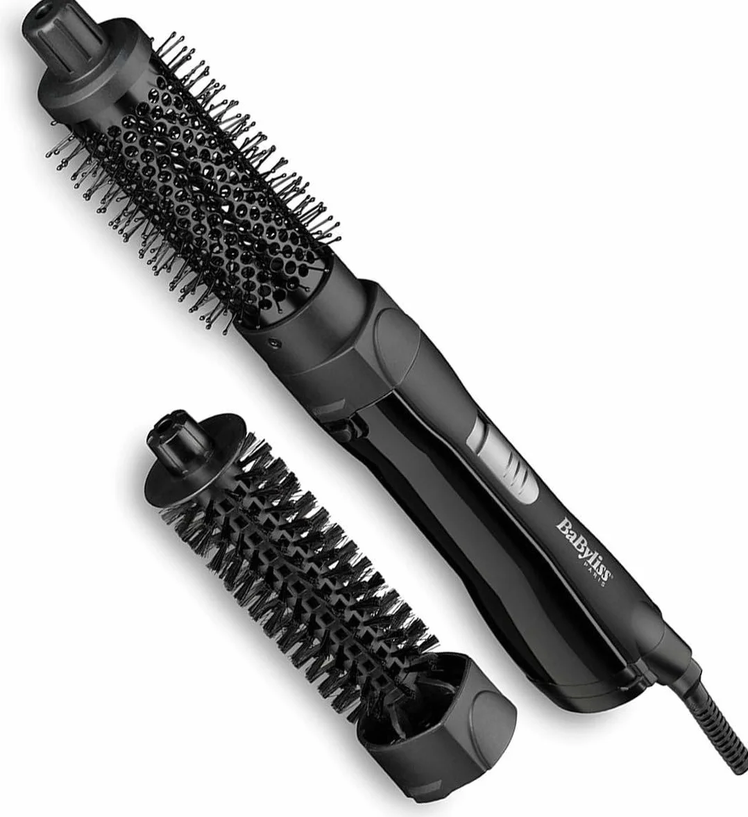 BaByliss Hot Air Brush – Mocna 800 W, Nasadki 30 mm i 20 mm, Funkcja chłodnego powietrza, Szybkie suszenie i stylizacja, Czarny, AS82E