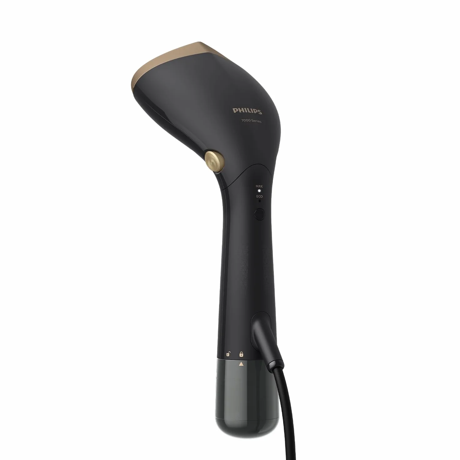 Philips Parownica Ręczna z Serii 7000 - Moc 1500 W, 28 g/min Ciągłej Pary, Optymalna Temp, Metalowa Stopa, Odłączany Zbiornik 100 ml+200 ml. Rękawica/mata StyleMat, Kolor czarny (STH7060/80)