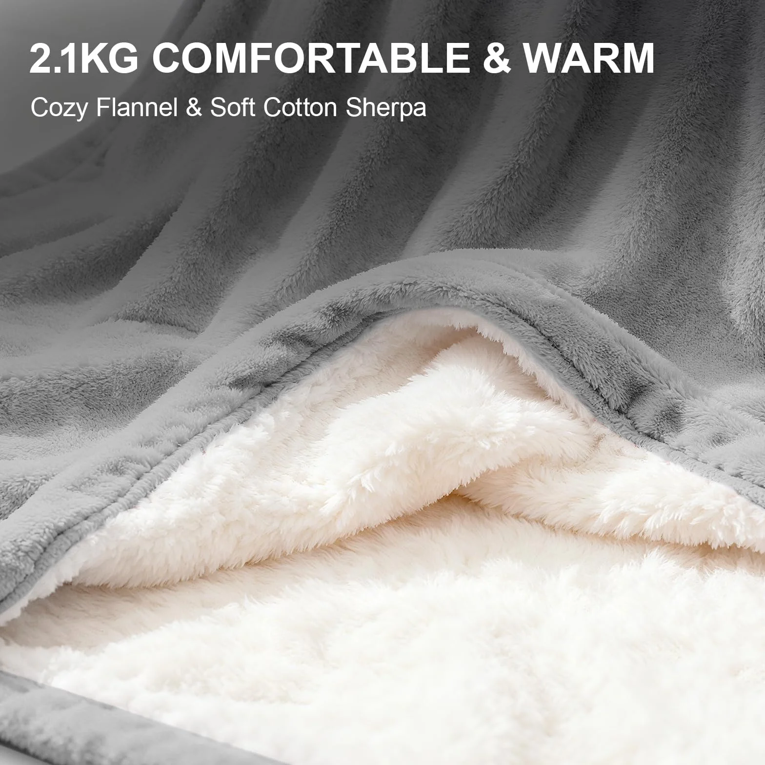 Elektryczny koc grzewczy flanelowy bawełniany Sherpa 130 x 180 dwuwarstwowy, szybkie nagrzewanie 30S przeciw roztoczom i tryb uśpienia, 6 poziomów ogrzewania, timer 1-10 h, zabezpieczenie