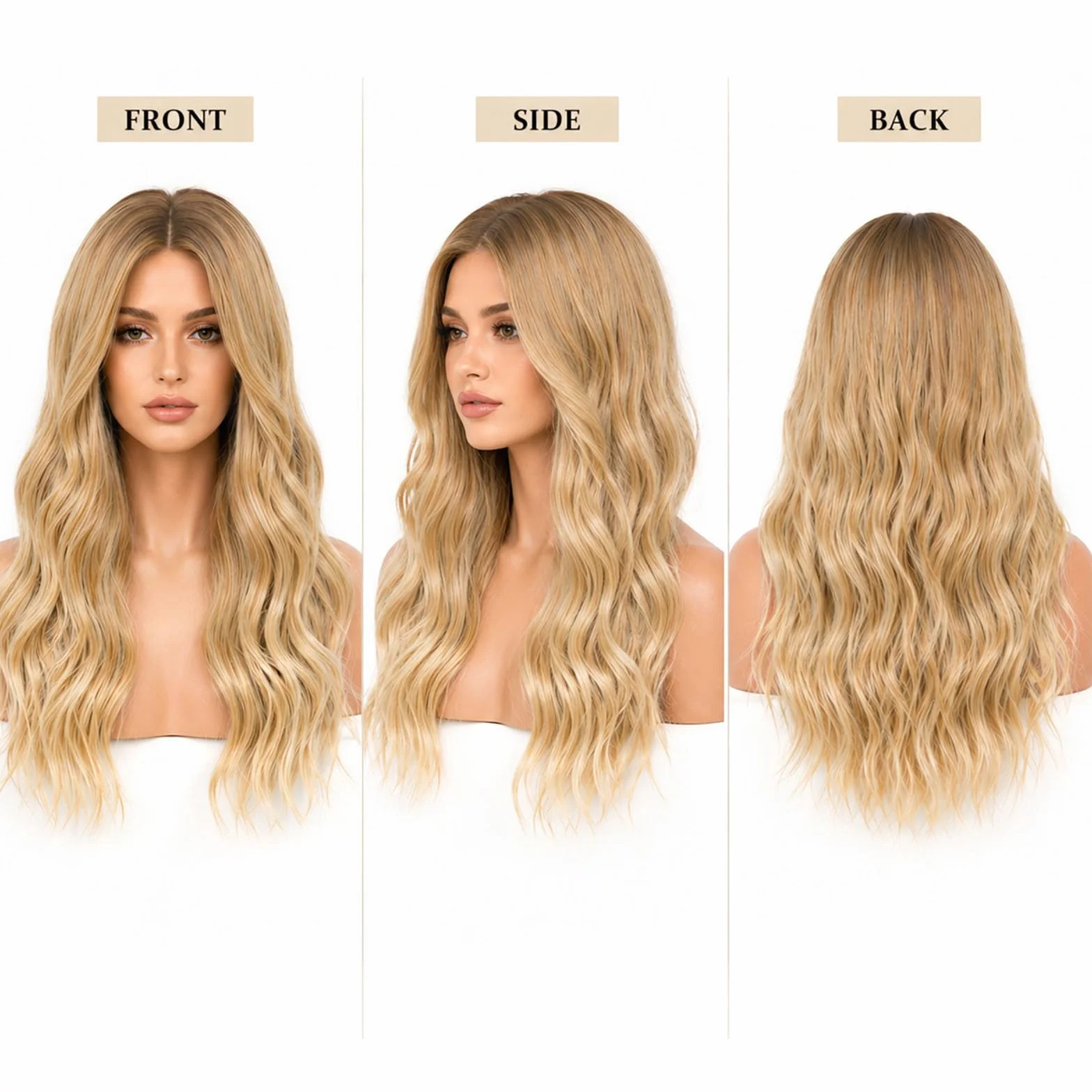 Długie blond falujące peruki dla kobiet i dziewcząt, 27'' peruki kręcone, syntetyczne peruki damskie, pełne włosy, długie peruki zastępcze dla pań, do eleganckiej zabawy, imprezy cosplay