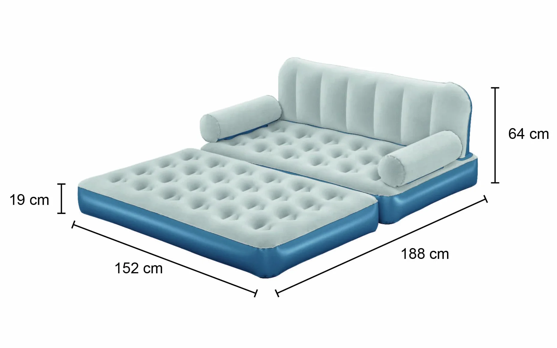 Bestway Multi-Max sofa dmuchana 3 w 1 ze zintegrowaną pompą elektryczną 188 x 152 x 64 cm