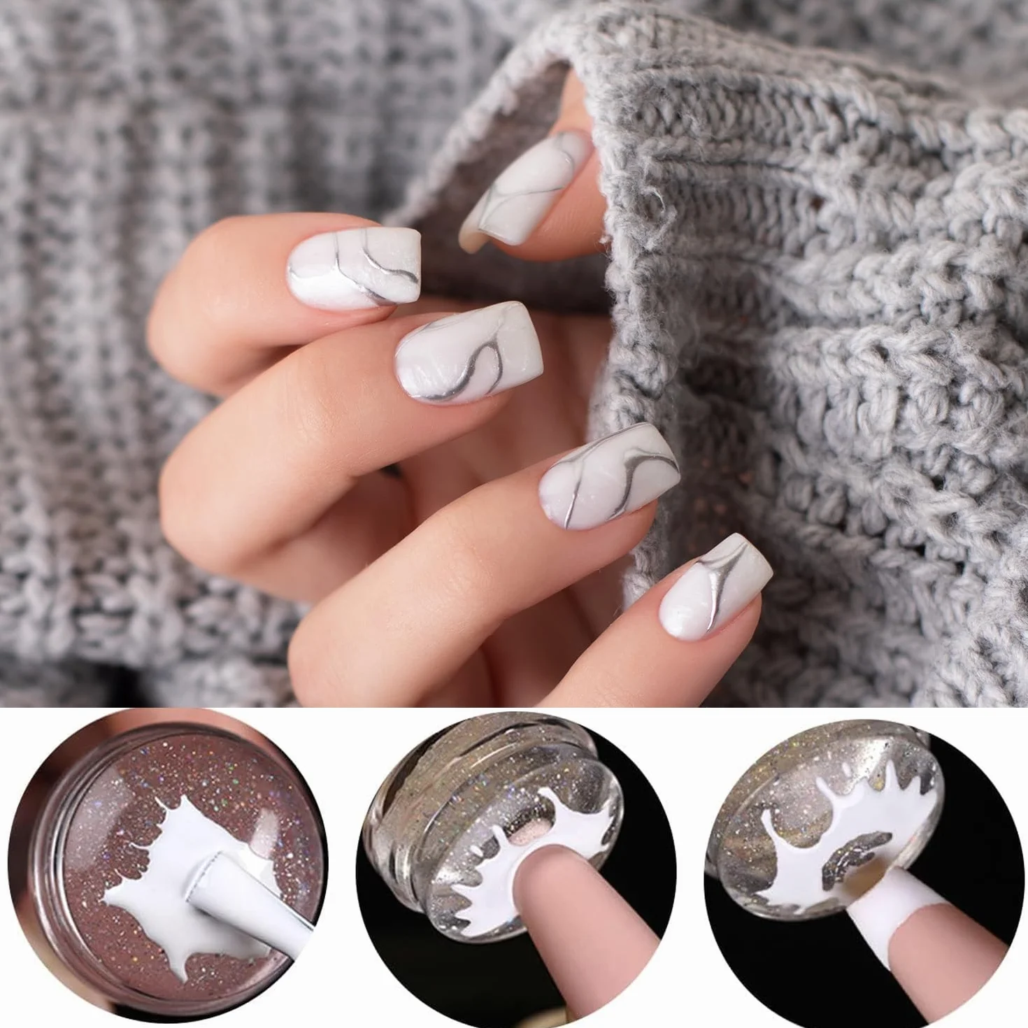 French Nails pieczątka do paznokci, przezroczysta, silikonowa, do francuskiego manicure, do domu, "zrób to sam"