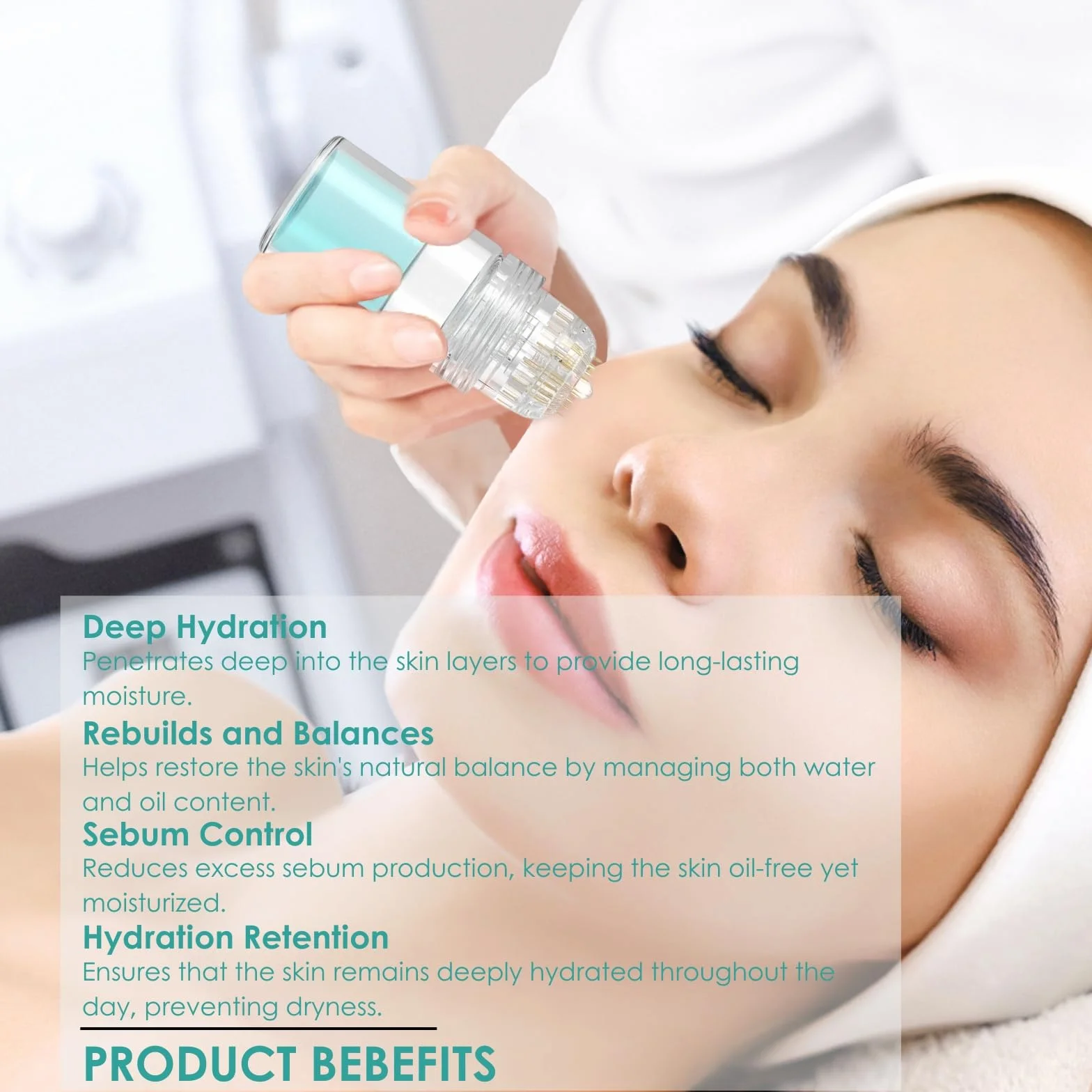 Microneedling zestaw do infuzji, system infuzyjny z igłą Hydra 0,5 mm, 1 szt., 4 zapasowe igły i 5 ampułek z serum przeciw starzeniu się skóry 5 ml, roztwór zapobiegający starzeniu się skóry
