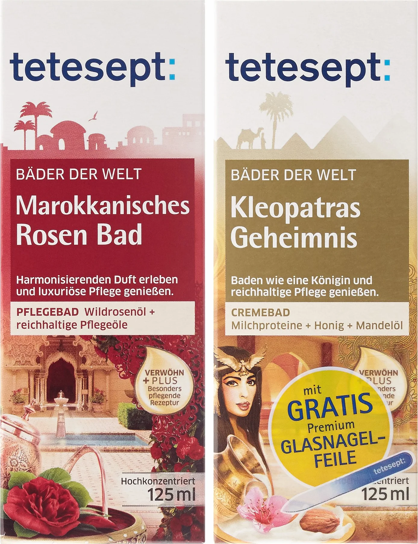 tetesept Zestaw do kąpieli na świecie – relaks la 1001 noc, 1 opakowanie (2 x 125 ml)