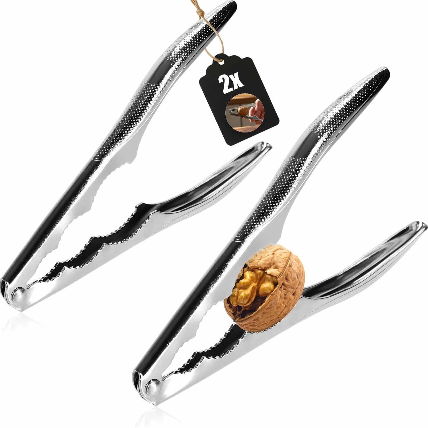 com-four® 2x metalowy dziadek do orzechów, mocna prasa do orzechów wloskich i laskowych, solidne narzedzie kuchenne do domu