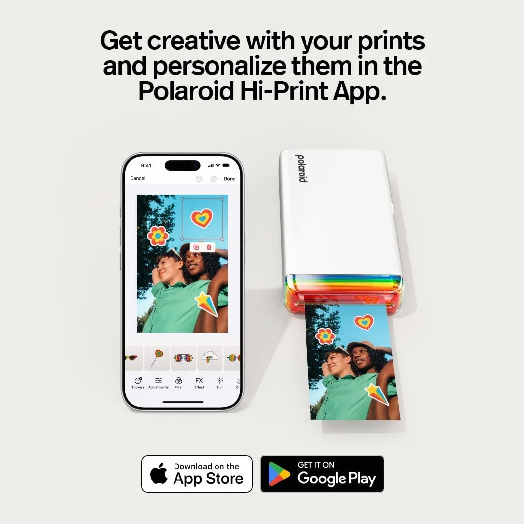 Polaroid Zestaw Hi-Print+Paper - 2. generacji - Podłączona przez Bluetooth 2x3 Kieszonkowa Drukarka fotograficzna, Dye-Sub - Czarny