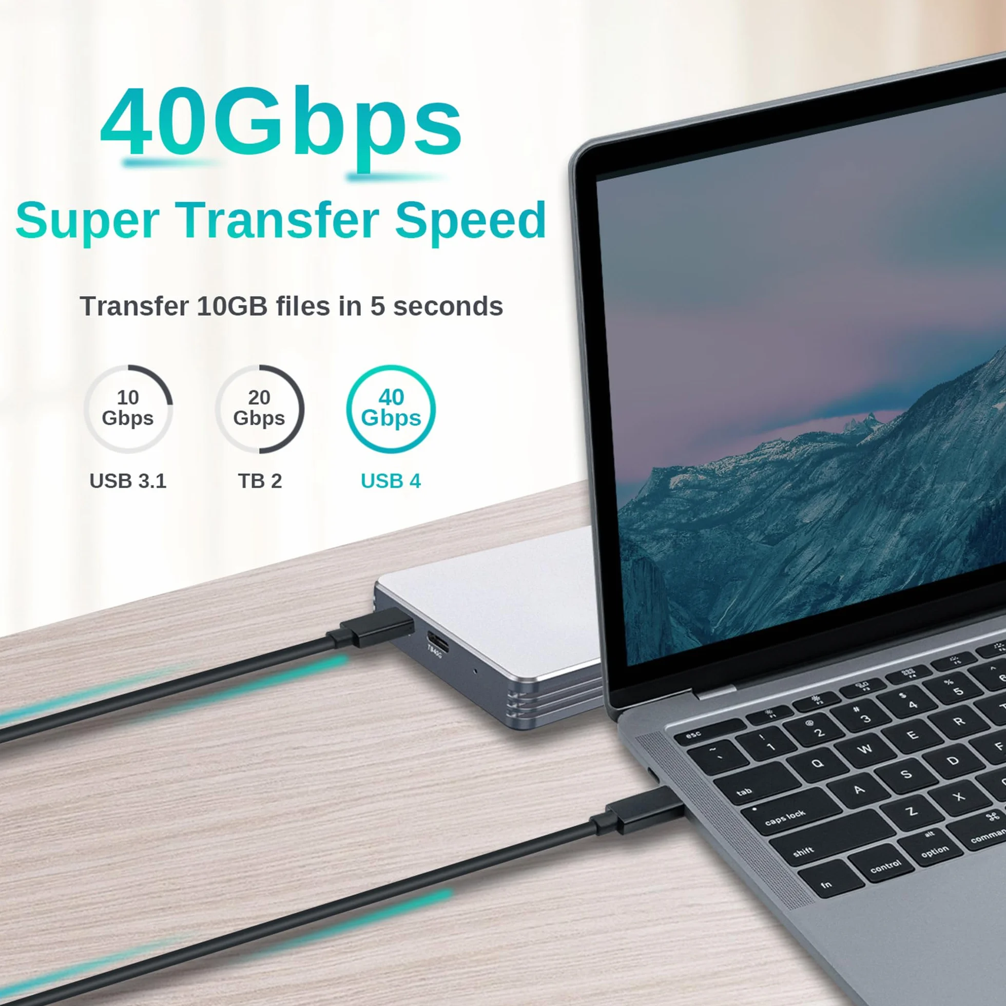 Mcbazel USB-C 4.0 Thunderbolt 4 Kabel 1 m: Szybkie Ładowanie 100 W, 40 Gb/s, 8K 60 Hz, Kompatybilny z Laptopami/MacBookami/Smartfonami/iPadami