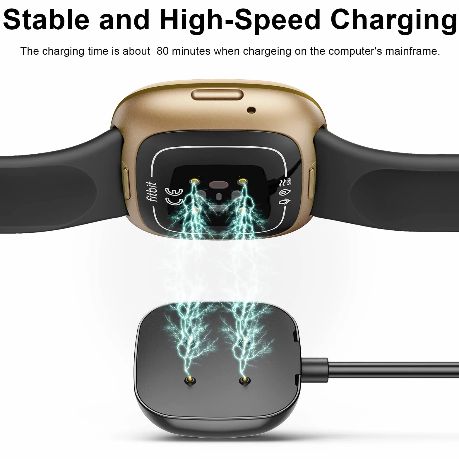 Tobfit Kabel do ładowania do Fitbit Versa 4 Fitbit Versa 3, USB C Charger Cable kabel do ładowania do Versa 3/Versa 4 (50 cm)