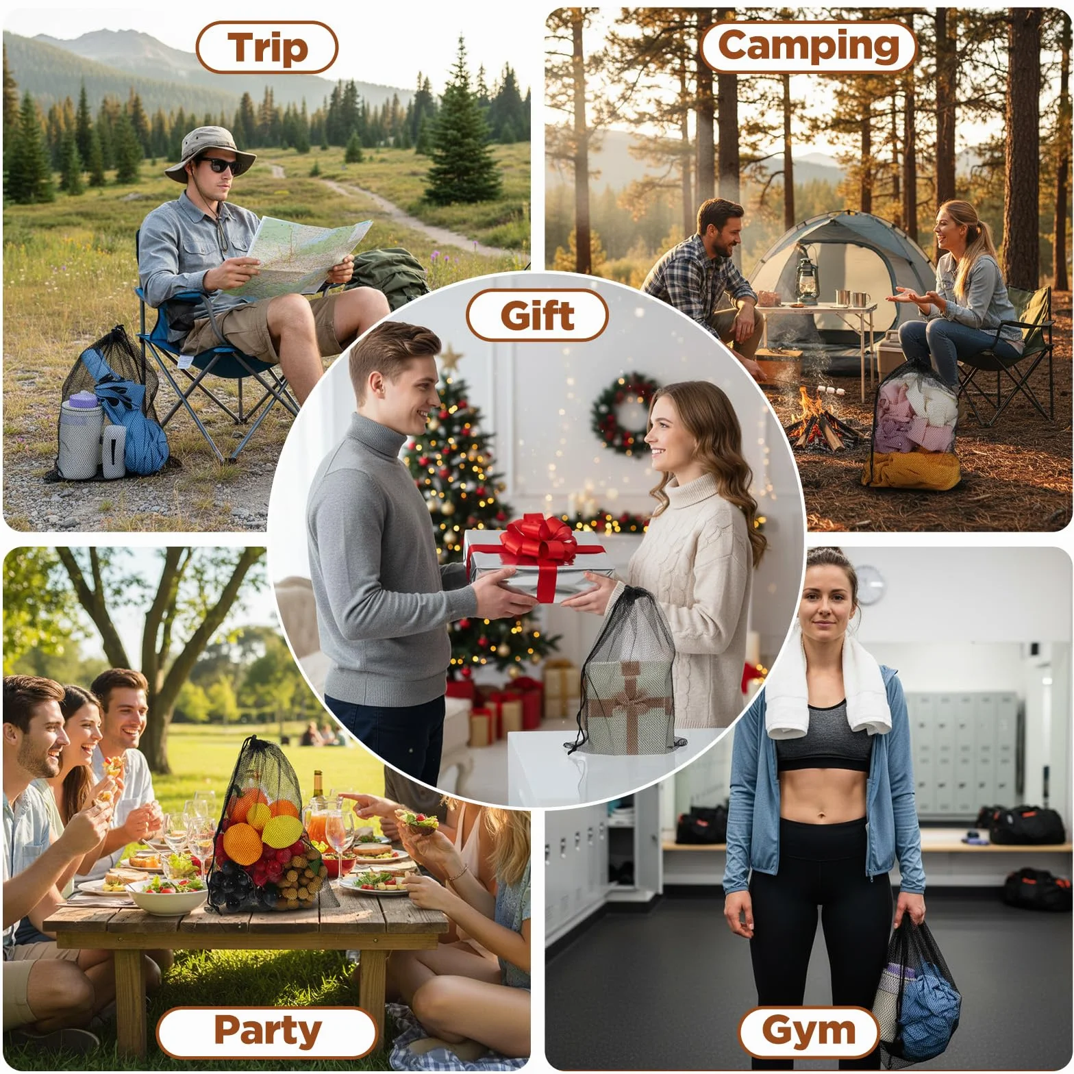 Torba siatkowa 7 sztuk 30x40 cm do pływania fitness treningu plaża podróż