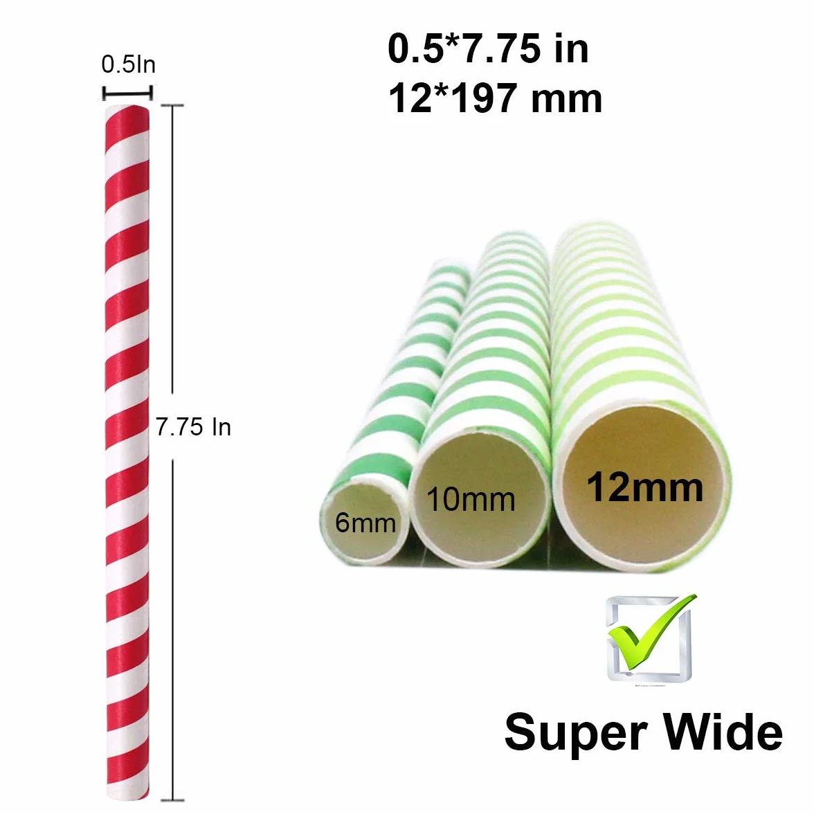 Słomki Jednorazowe Bubble Tea Papierowe Jumbo 1,3 cm 50 sztuk