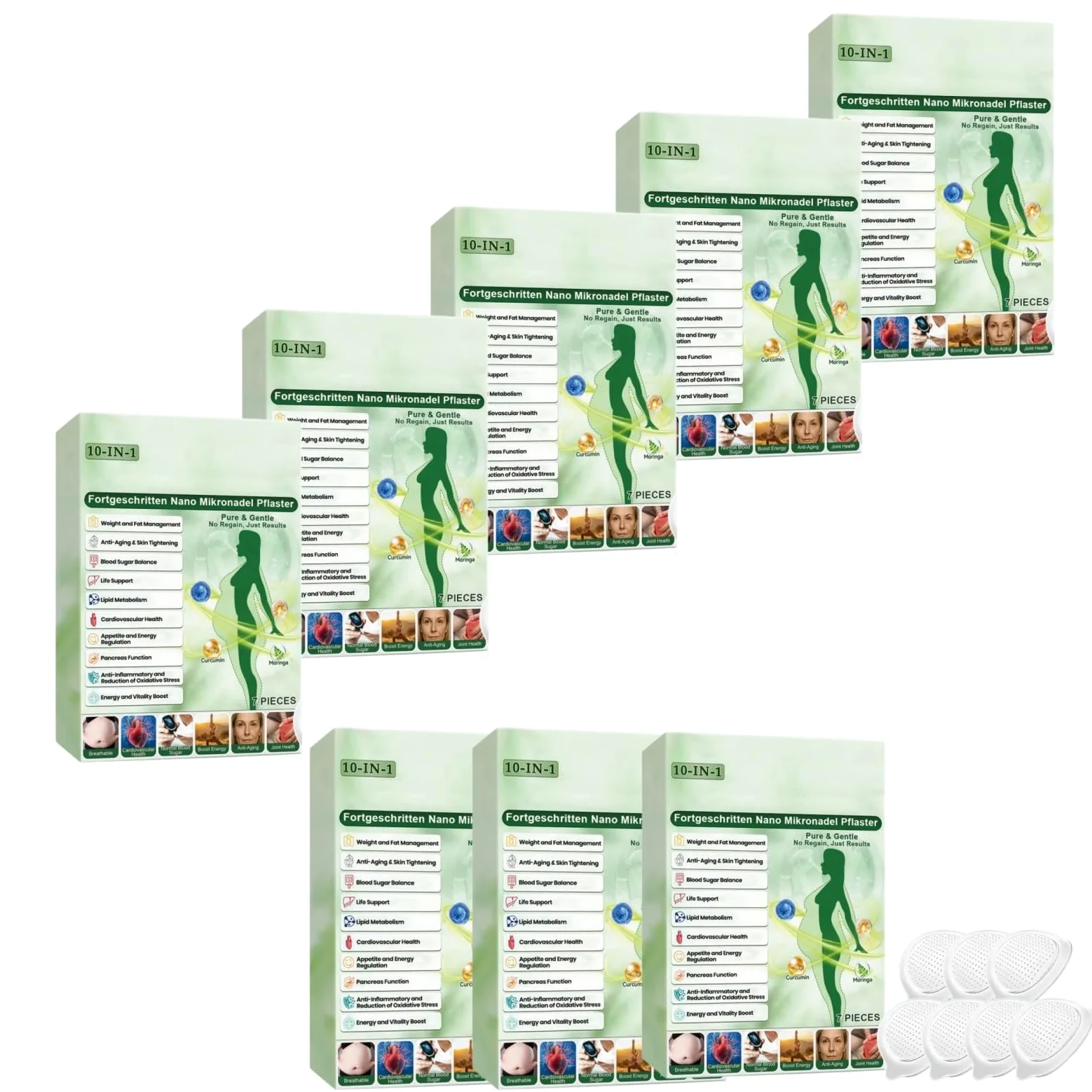 Plaster Moringa x Berberine 10 w 1, plastry odchudzające Nano Microneedle na kaszs Typy ciała Codzienne użytkowanie Zaawansowane naturalne składniki, skóra ujędrniająca, łatwa aplikacja