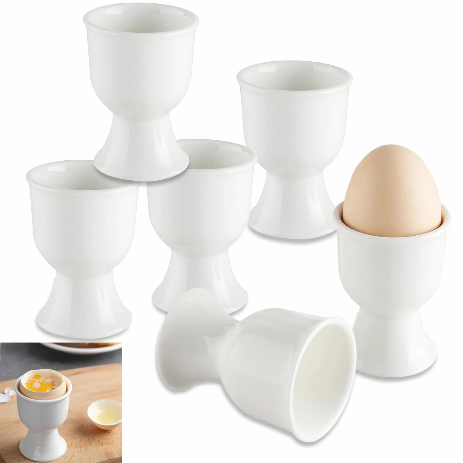Porcelanowe kieliszki do jajek 6 sztuk 7x5,2 cm białe ceramiczne