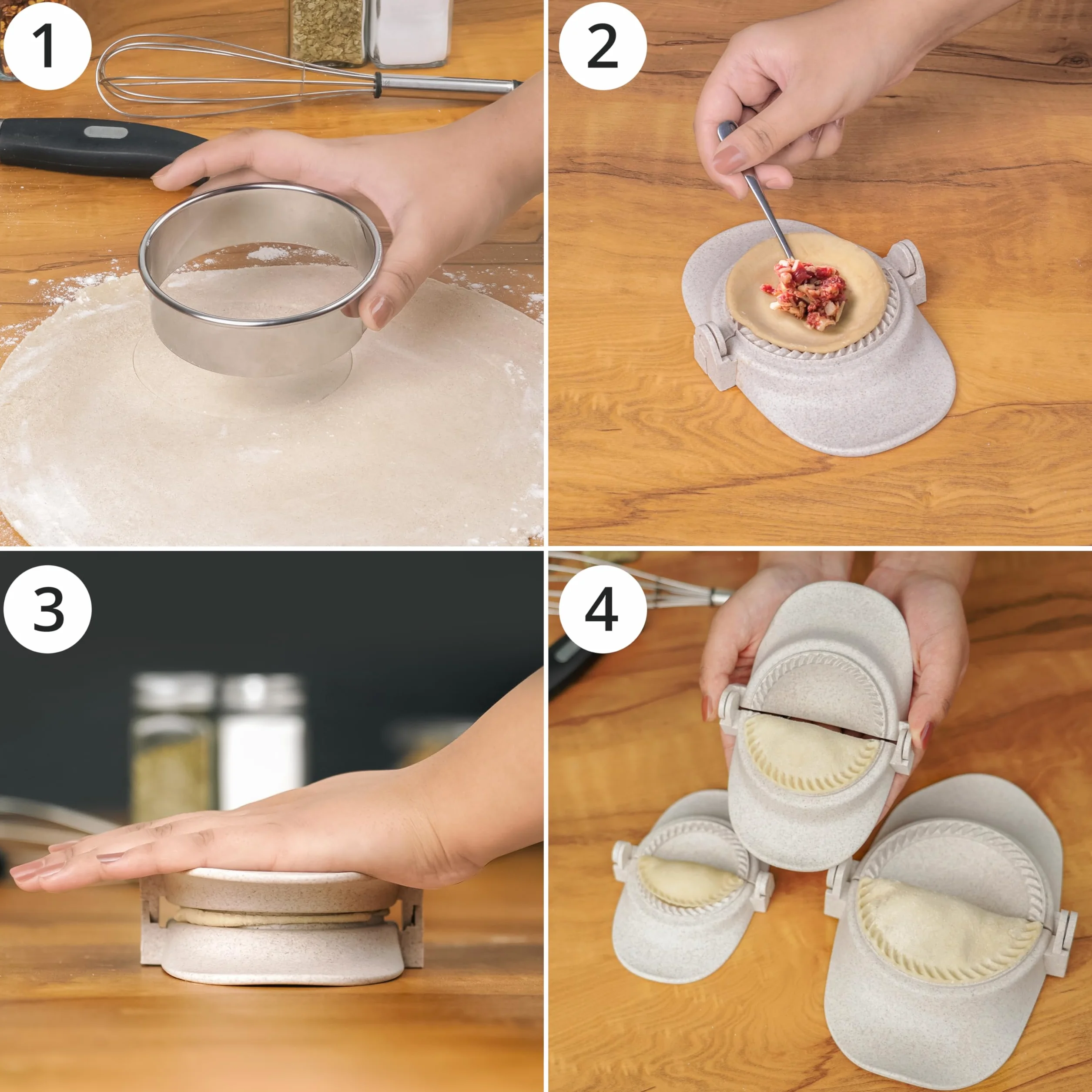 Winter Shore Zestaw do Robienia Pierogów i Empanad z Foremkami do Ciasta [3 Rozmiary] - Formy do Pierogów i Empanad z Gyoza, Wonton, Potsticker - Małe 7cm, Średnie 8cm, Duże 11cm