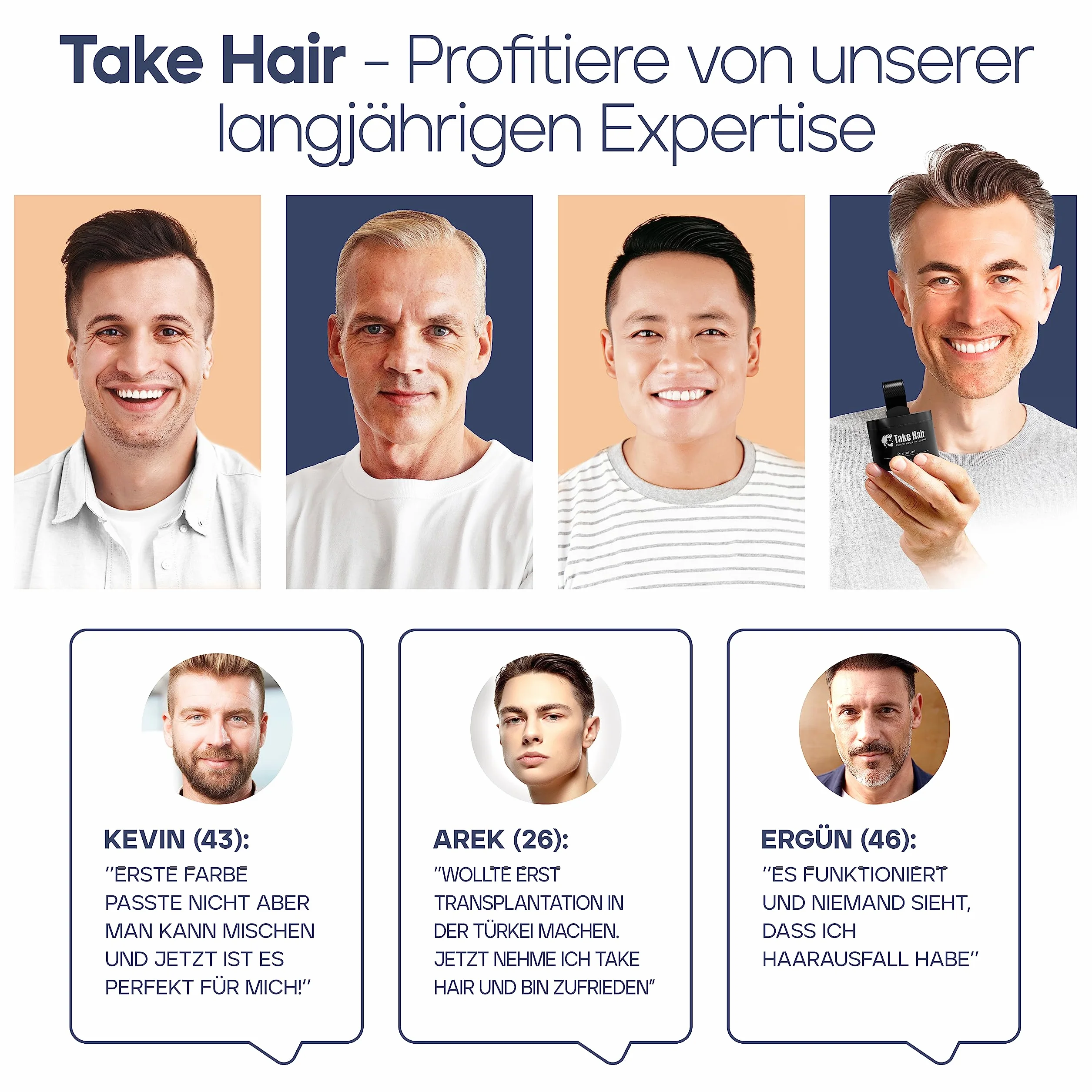 Take Hair barwnik do brody, 100% wodoodporny, puder do brody, 4 g dla pełniejszej brody, barwnik do brody, szara pokrywa, zagęszczacz do brody, zagęszczacz do brody, średni brąz)